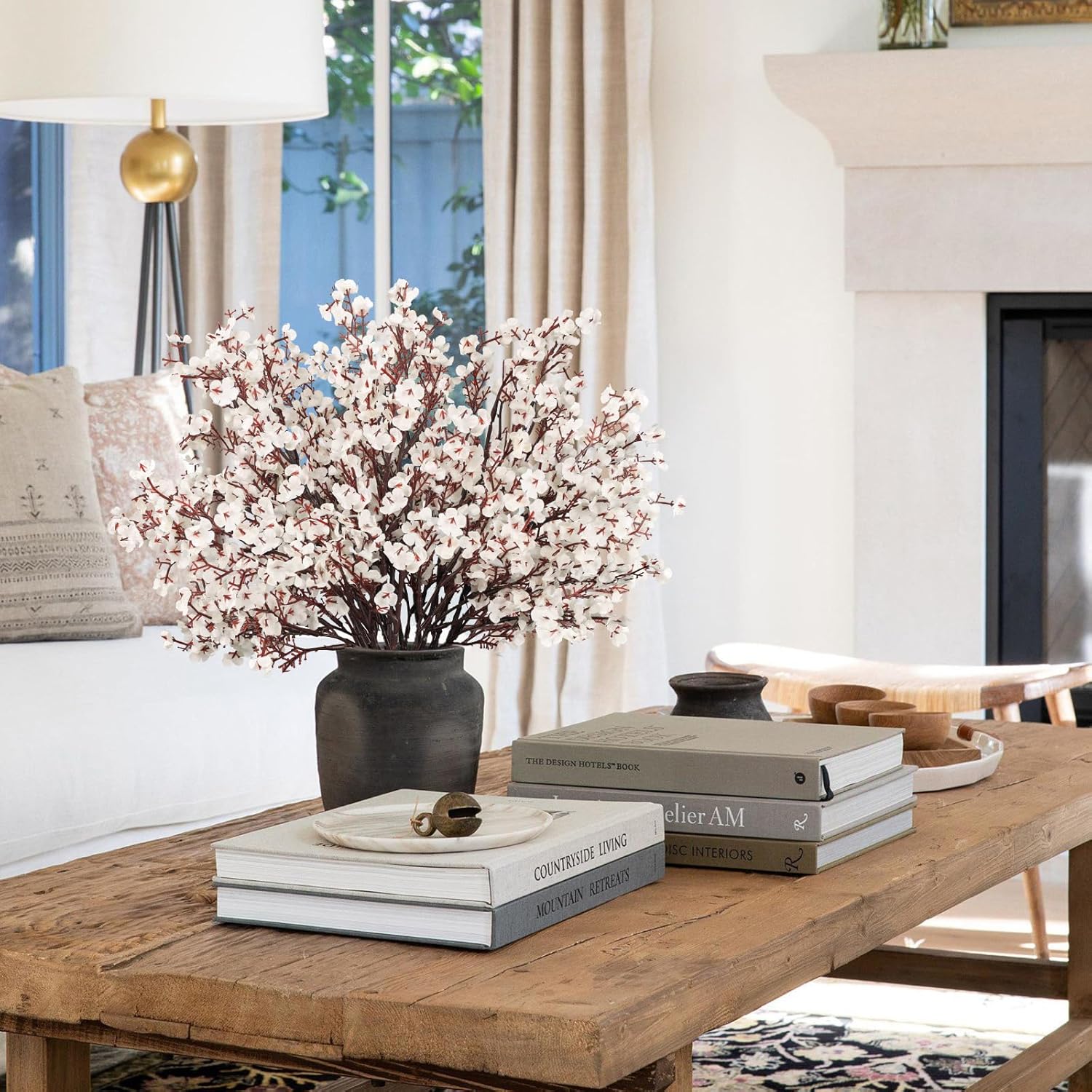 HIAGROW Babys Breath Artificial Flowers, 8 Bundles White Real Touch Fake Flowers Silk Flowers Bulk for Vase Home Office Wedding Spring Indoor Outdoor Centerpiece Table Party Decorations