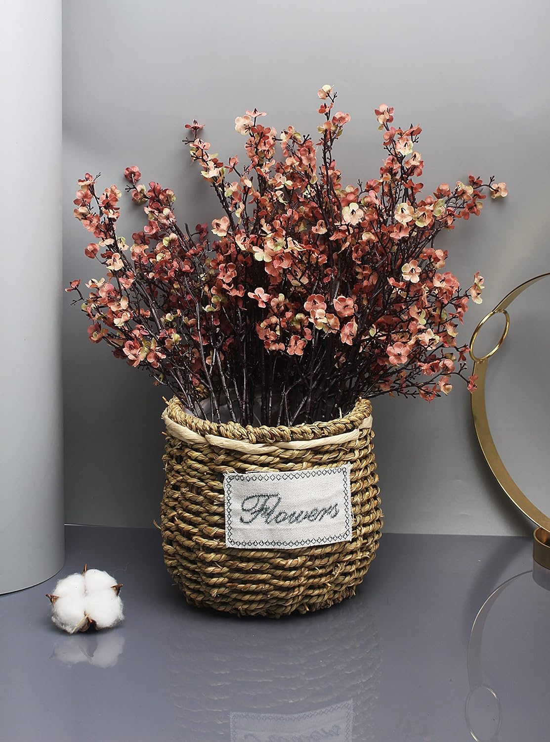 JAKY-Global Babys Breath Silk Artificial Flowers 6 Bundle European Fake Flowers Decor Wedding Party Fall Stems Decoration Bouquets DIY Home Garden,Farmhouse,Living Room Decor (Beige Brown-6pcs) - Image 4