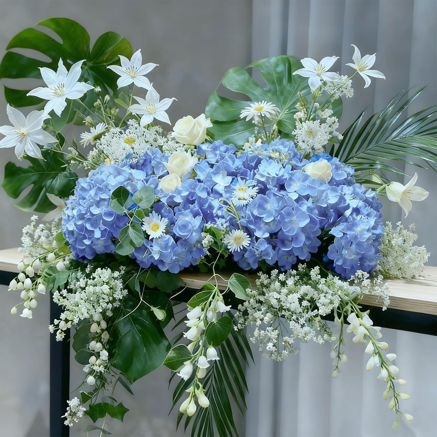 Cherica 20 Pcs Blue Hydrangea Artificial Flowers Bulk, Faux Hydrangea Flowers Heads, Artificial Fake Silk Hydrangea Flowers with Stems, Blue Flowers Artificial for Decoration Wedding Décor - Image 4