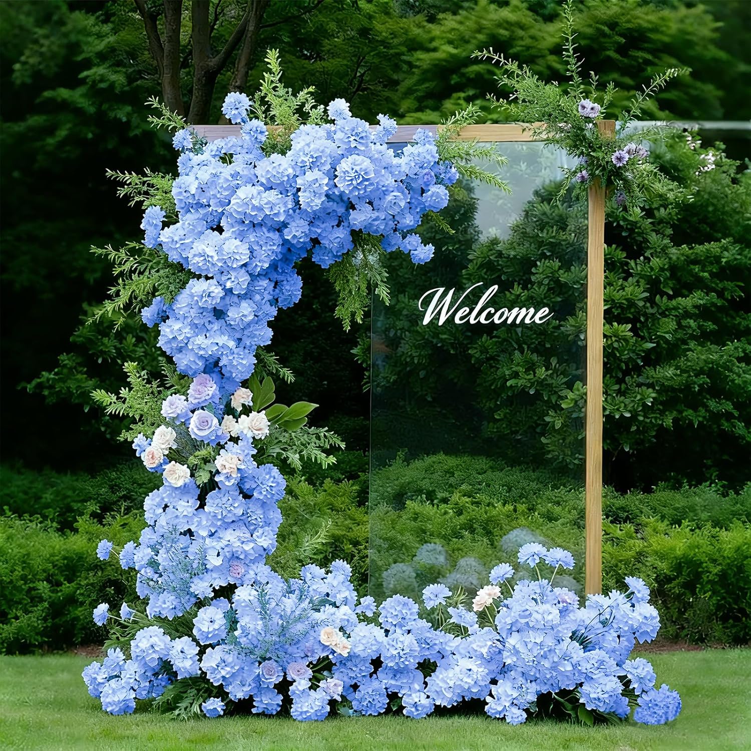 Cherica 20 Pcs Blue Hydrangea Artificial Flowers Bulk, Faux Hydrangea Flowers Heads, Artificial Fake Silk Hydrangea Flowers with Stems, Blue Flowers Artificial for Decoration Wedding Décor - Image 5