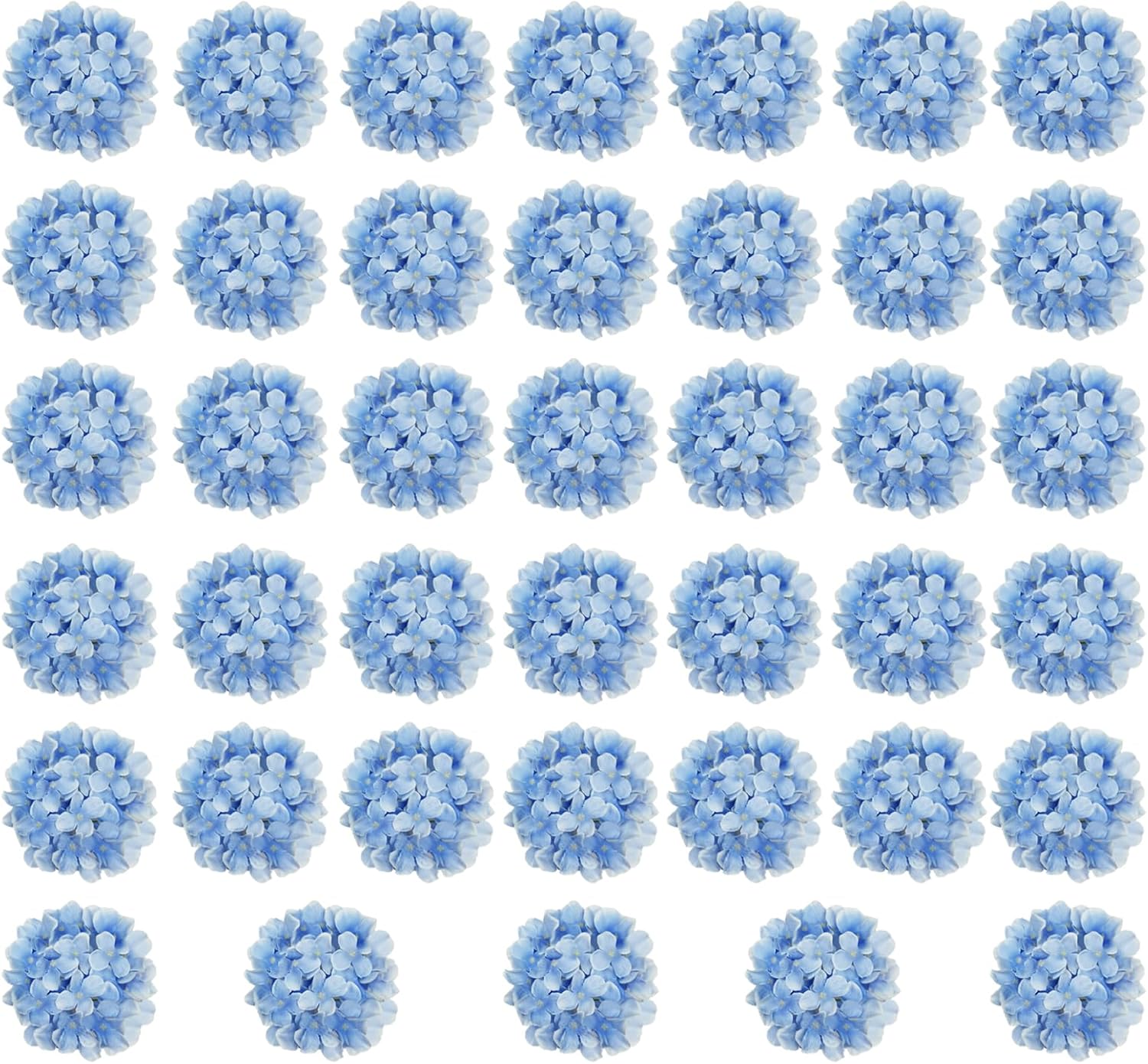 Cherica 20 Pcs Blue Hydrangea Artificial Flowers Bulk, Faux Hydrangea Flowers Heads, Artificial Fake Silk Hydrangea Flowers with Stems, Blue Flowers Artificial for Decoration Wedding Décor - Image 7