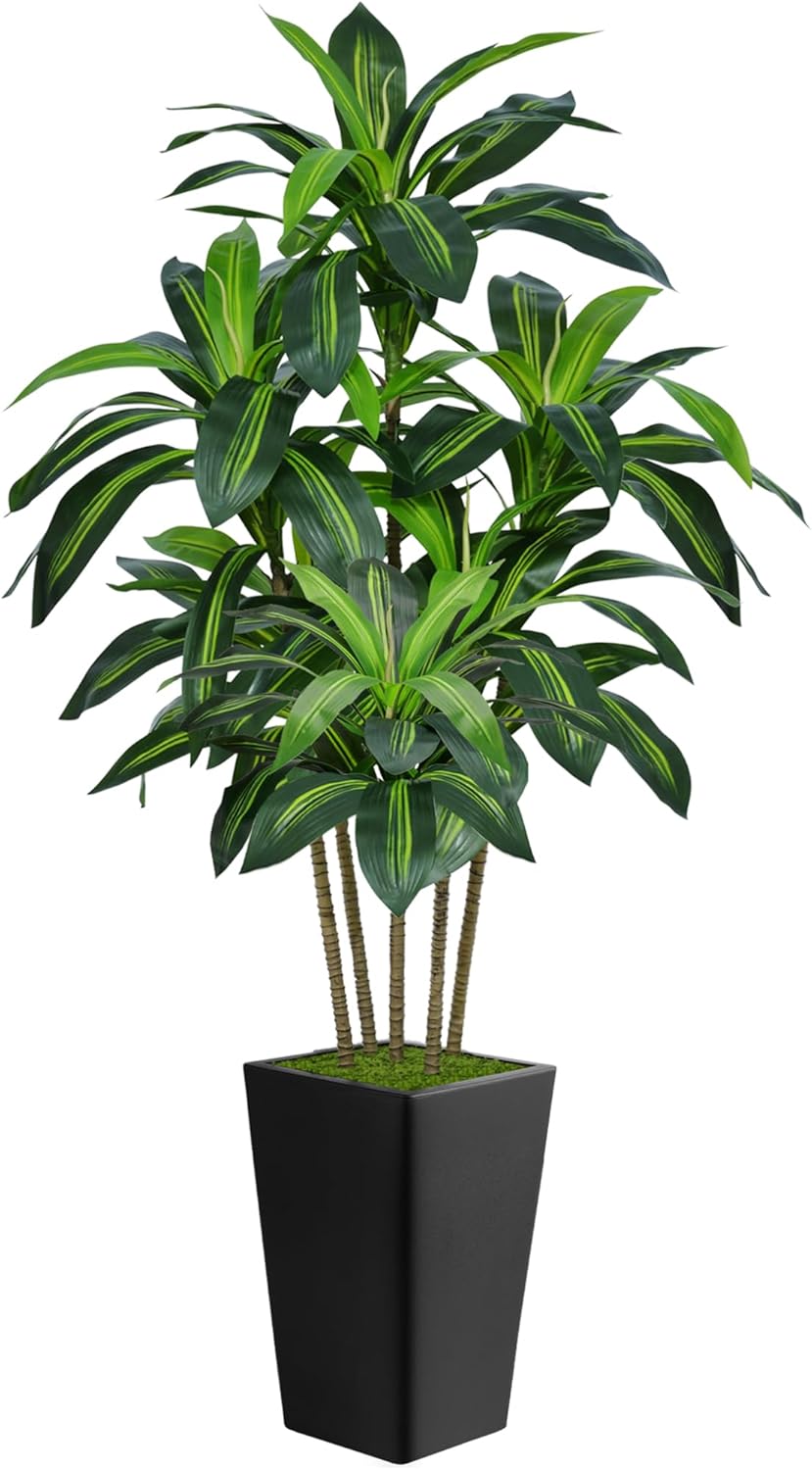 6FT Artificial Dracaena Tree, Fake Tree Indoor with White Tall Planter,Tall Artificial Plants Indoor,Artificial Silk Tree for Home Office Decor (White) - Image 6