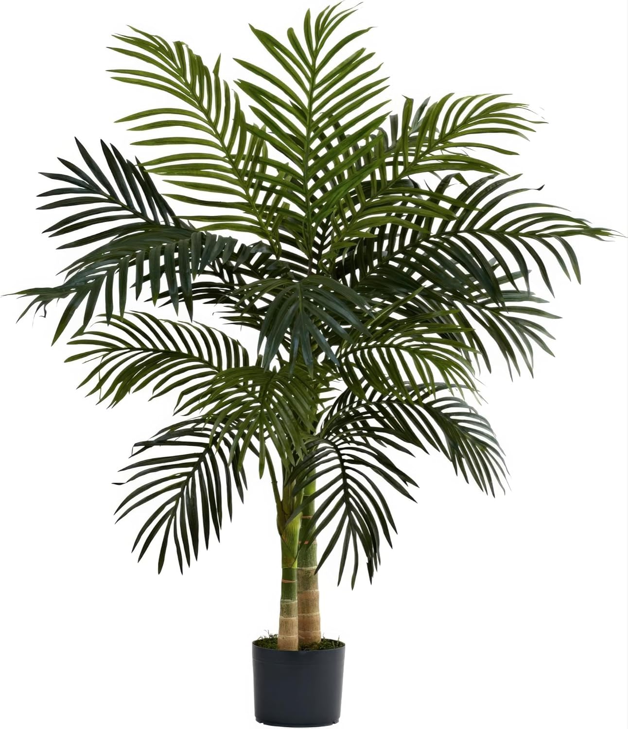 Nearly Natural 4ft Golden Cane Palm, Double Stalk Artificial Tree With Lush Realistic Foliage Maintenance Free Indoor Faux Palm Plant For Living Room, Easy Setup, Perfect Tropical Decoration - Image 5