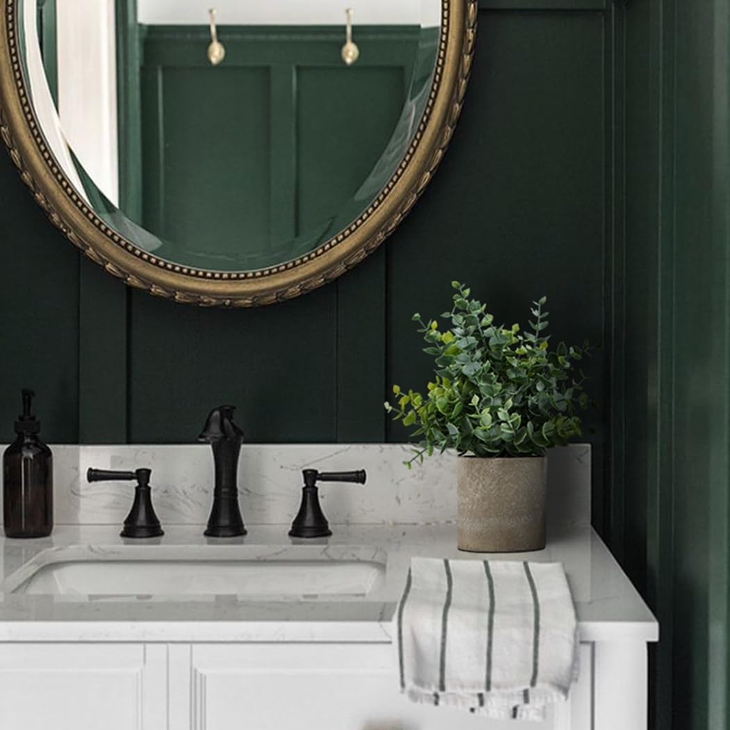 Coferset 2 Pack Small Fake Plants Eucalyptus Potted Artificial Plants for Shelf Desk Home Bathroom Farmhouse Room Coffee Table Decor (Sage Green) - Image 3