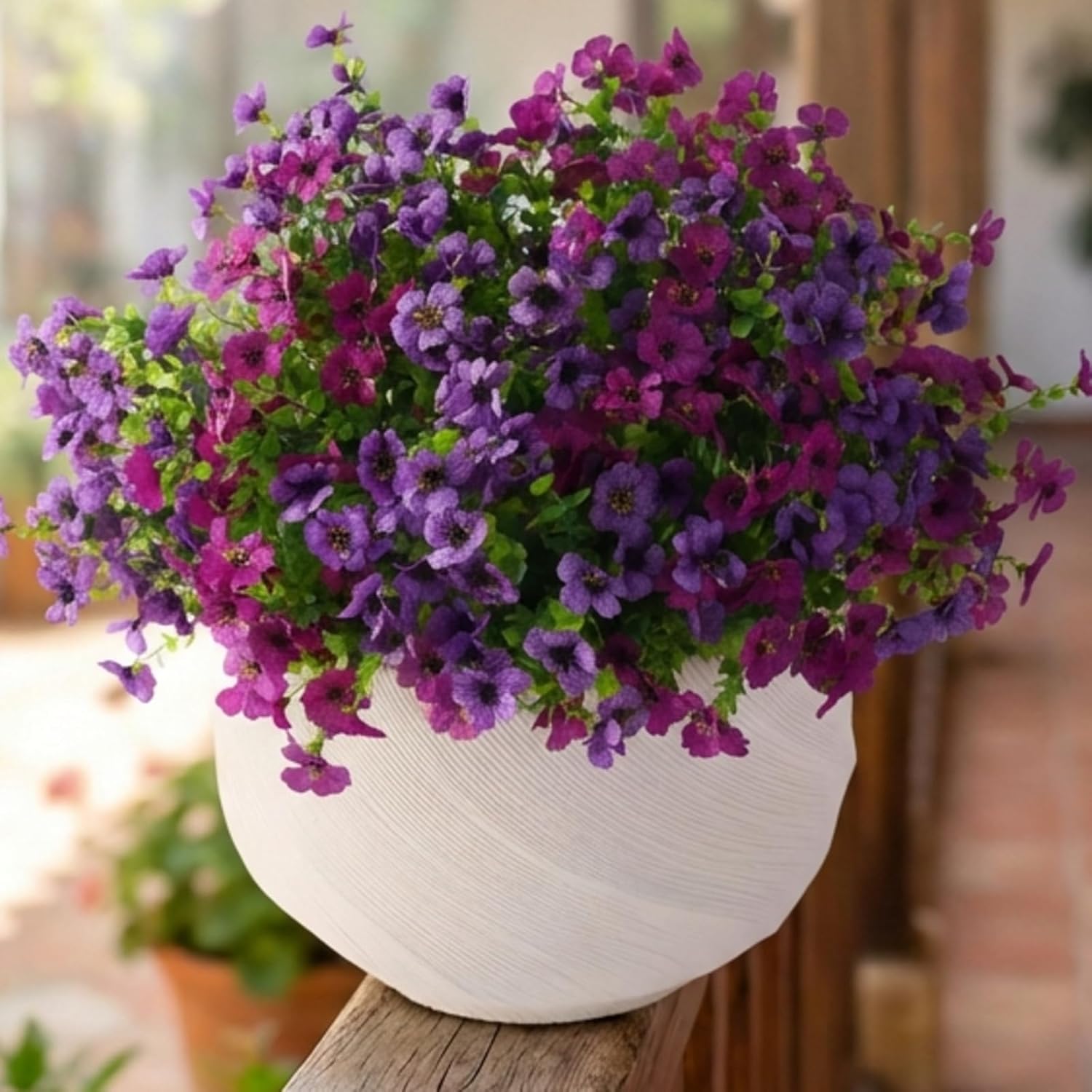 Artificial Flowers for Outdoors, Faux Spring Silk Flowers with Eucalyptus Leaves, UV Resistant Fake Plants for Garden Home Decoration, Outdoor Flower Pots (Mix of Hot Pink, Red, Purple, Yellow) - Image 9