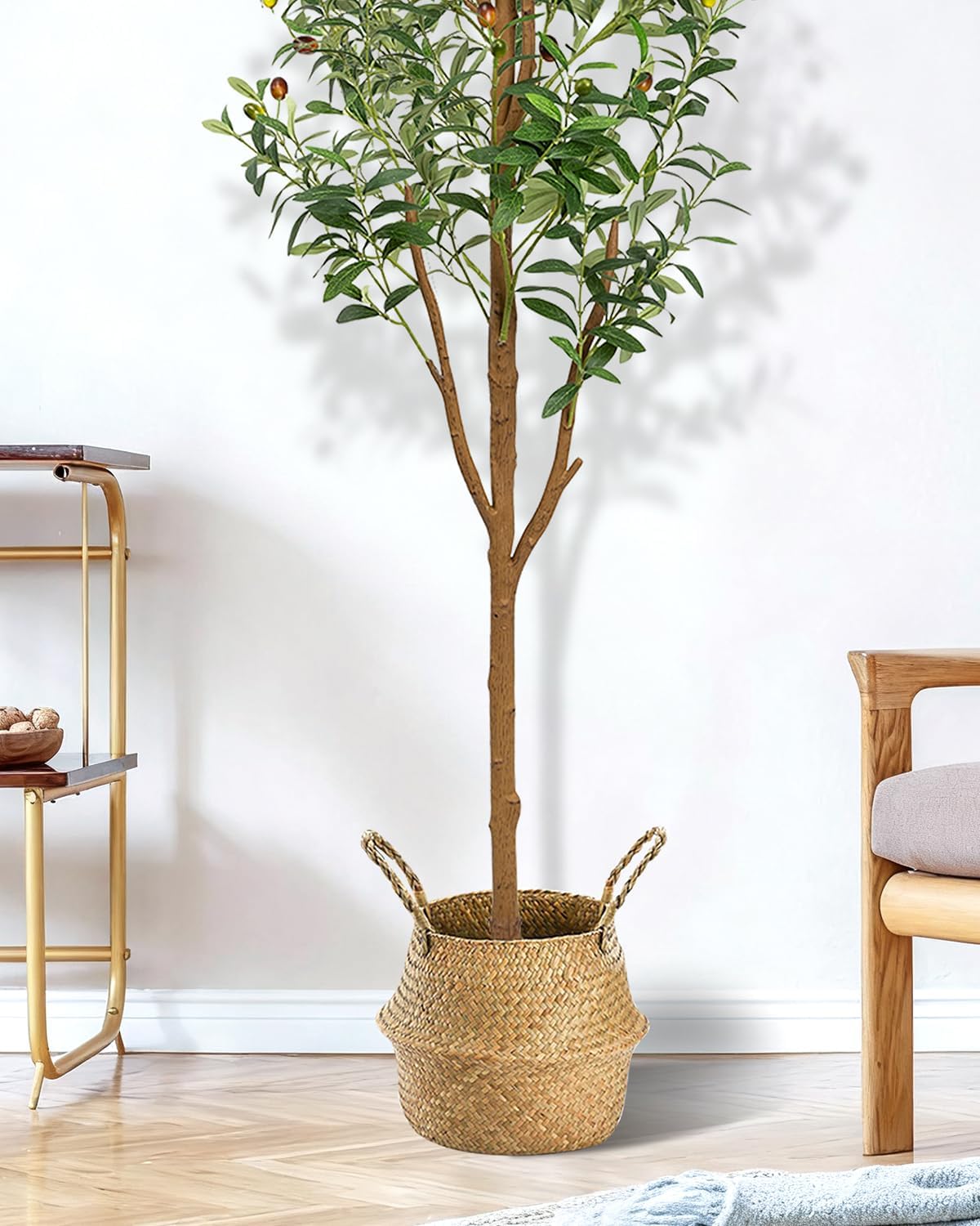 LuceAlberi 6FT Artificial Olive Tree - Indoor Tall Faux Olive Trees with Planter&Basket, Large Fake Olive Silk Tree Realistic Olive Plants with Branches and Fruits for Home Decor Office Living Room