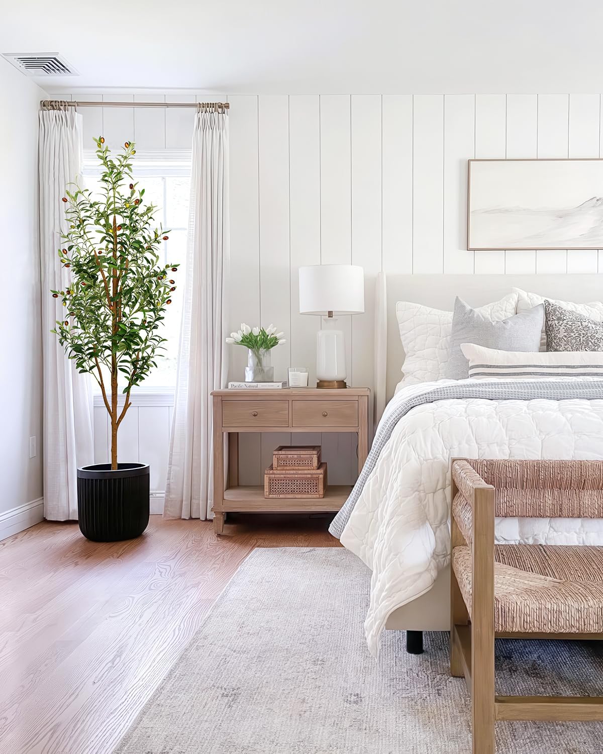 LuceAlberi 6FT Artificial Olive Tree - Indoor Tall Faux Olive Trees with Planter&Basket, Large Fake Olive Silk Tree Realistic Olive Plants with Branches and Fruits for Home Decor Office Living Room - Image 6