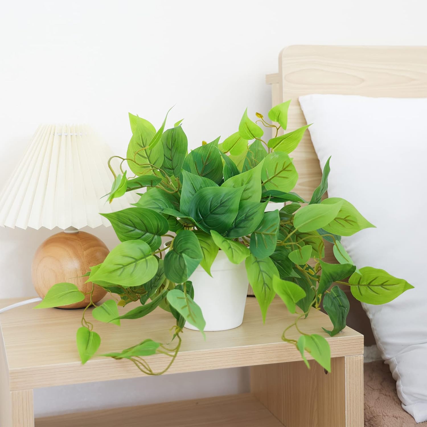 CEWOR Artificial Plants Fake Pothos with Plastic Pot Artificial Potted Plant for Home Office Bedroom Indoor Outdoor Decor 1 Pack - Image 6