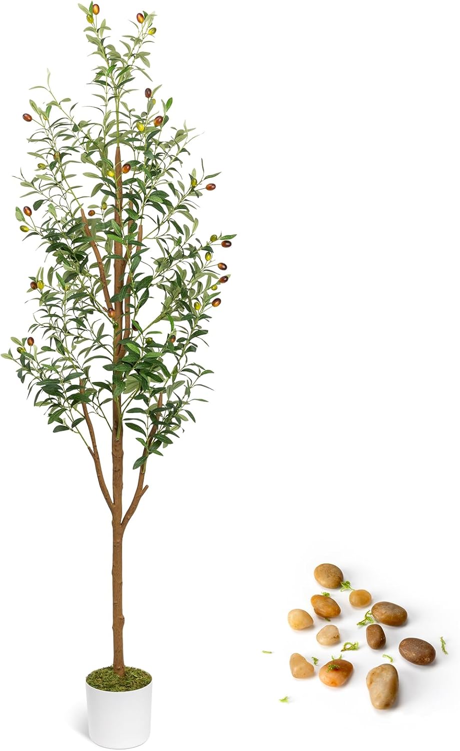 LuceAlberi 6FT Artificial Olive Tree - Indoor Tall Faux Olive Trees with Planter&Basket, Large Fake Olive Silk Tree Realistic Olive Plants with Branches and Fruits for Home Decor Office Living Room - Image 9