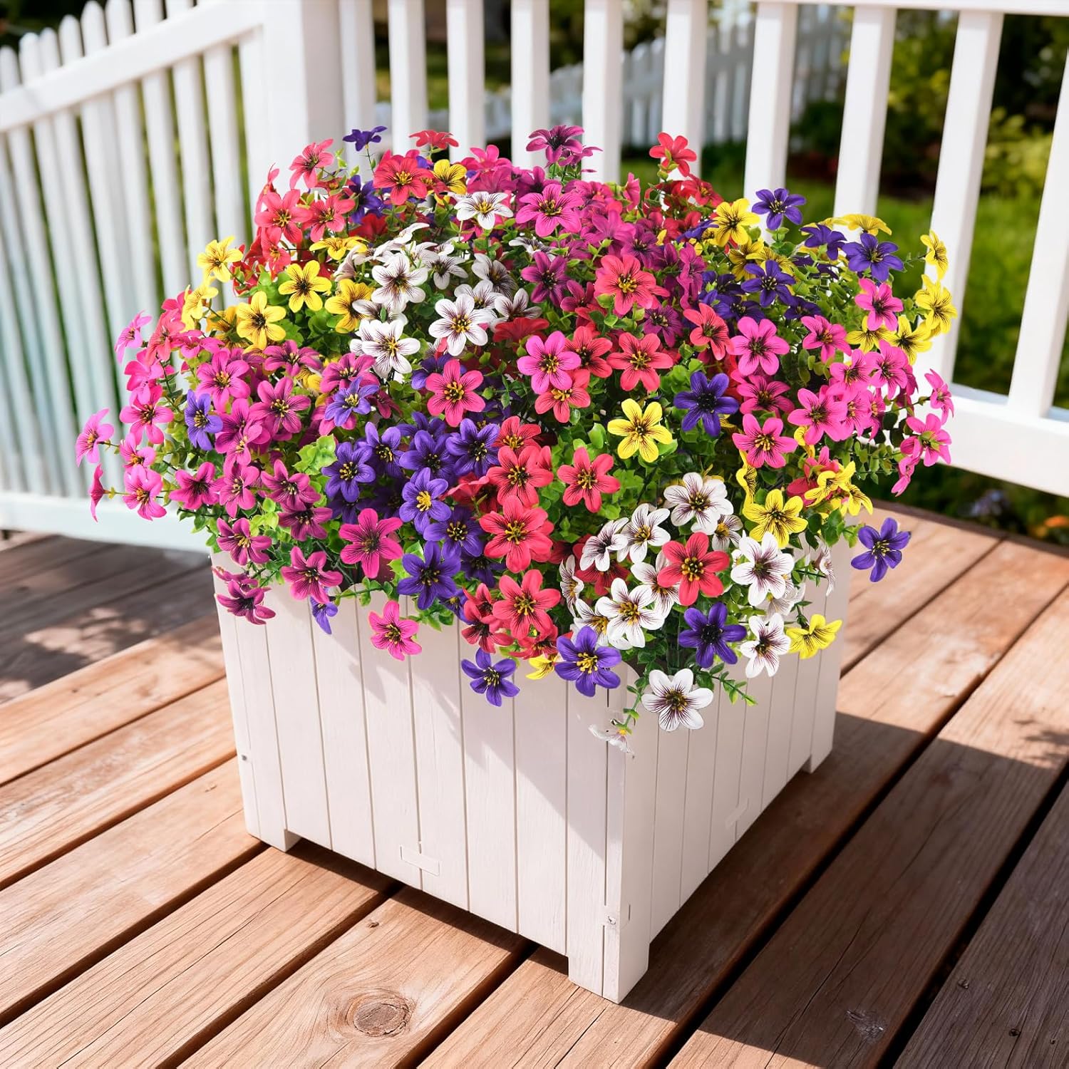 Artificial Flowers for Outdoor Faux Flower Spring Decoration, 12 Bundles Fake Plants Silk Daisy Bulk UV Resistant Realistic for Outside Porch Patio Balcony Planter Yard Garden Home Decor(Mixed 2) - Image 3