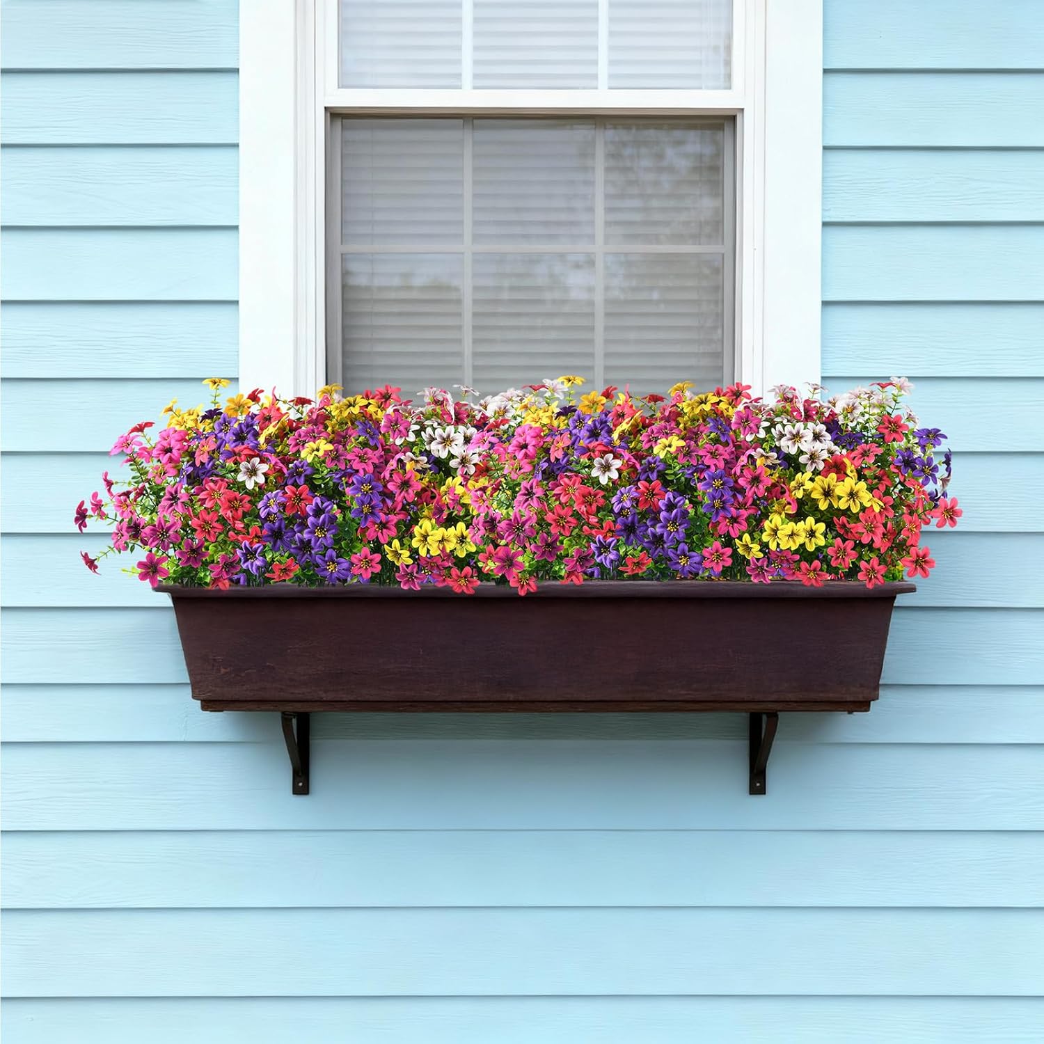 Artificial Flowers for Outdoor Faux Flower Spring Decoration, 12 Bundles Fake Plants Silk Daisy Bulk UV Resistant Realistic for Outside Porch Patio Balcony Planter Yard Garden Home Decor(Mixed 2) - Image 4