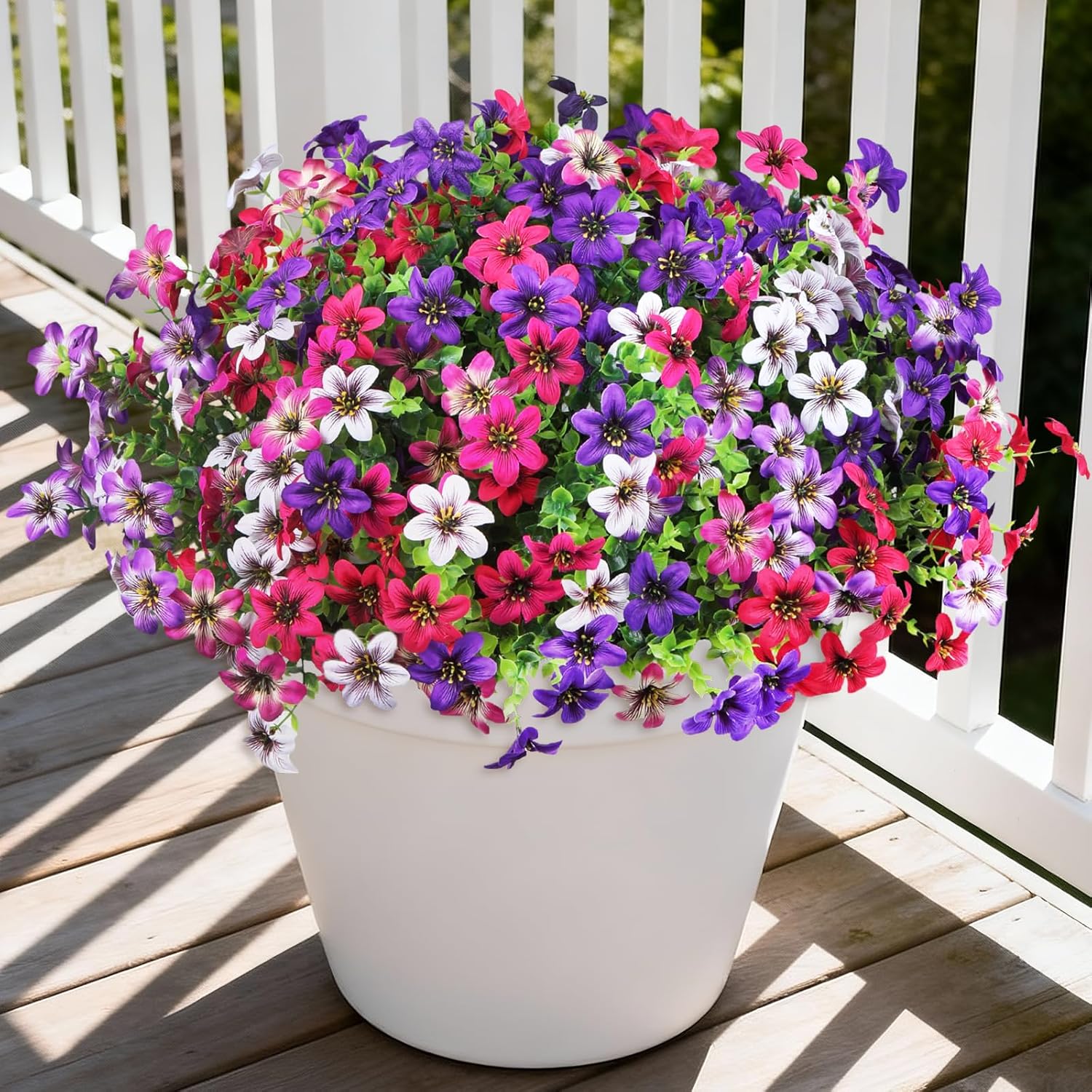 Artificial Flowers for Outdoor Faux Flower Spring Decoration, 12 Bundles Fake Plants Silk Daisy Bulk UV Resistant Realistic for Outside Porch Patio Balcony Planter Yard Garden Home Decor(Mixed 2) - Image 7