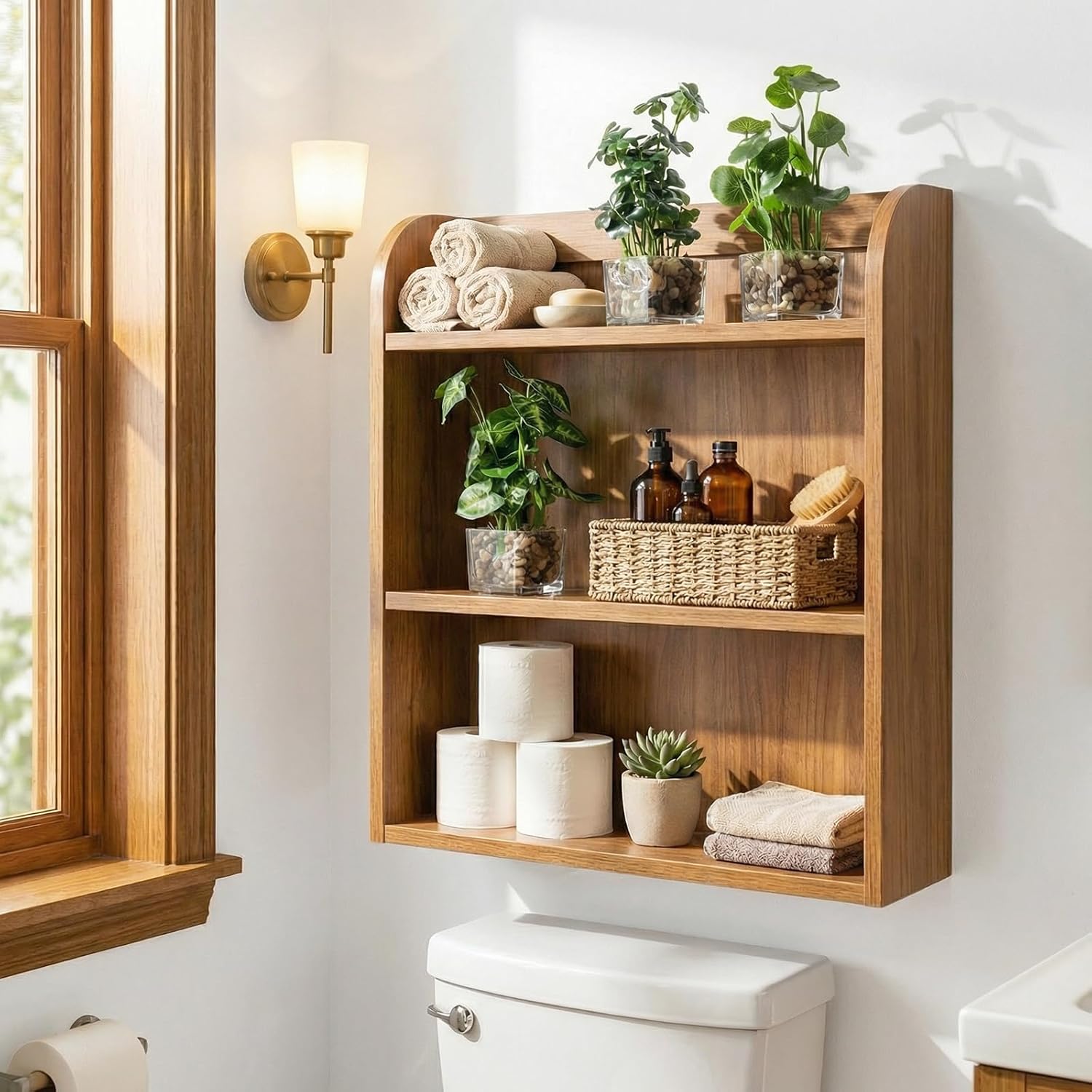 MyGift Set of 3 Fake Plants, Small Artificial Potted Plants Indoor in Clear Glass Pot, 9.5 Inch Faux Plant for Home Decor - Image 3