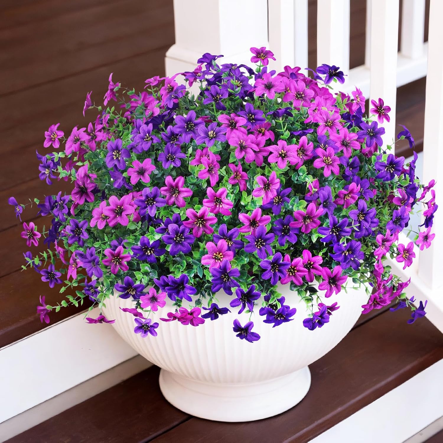 Artificial Flowers for Outdoor Faux Flower Spring Decoration, 12 Bundles Fake Plants Silk Daisy Bulk UV Resistant Realistic for Outside Porch Patio Balcony Planter Yard Garden Home Decor(Mixed 2) - Image 9