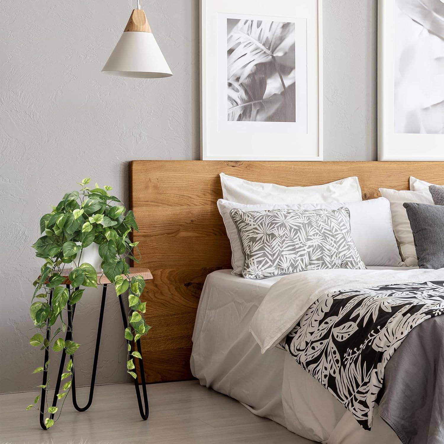 CEWOR Fake Plants Artificial Plants Indoor Faux Plant for Home Decor Silk Realistic Hanging Plants Potted Aesthetic Fake Pothos for Shelves Office Bedroom Bathroom Decor (Green) - Image 5