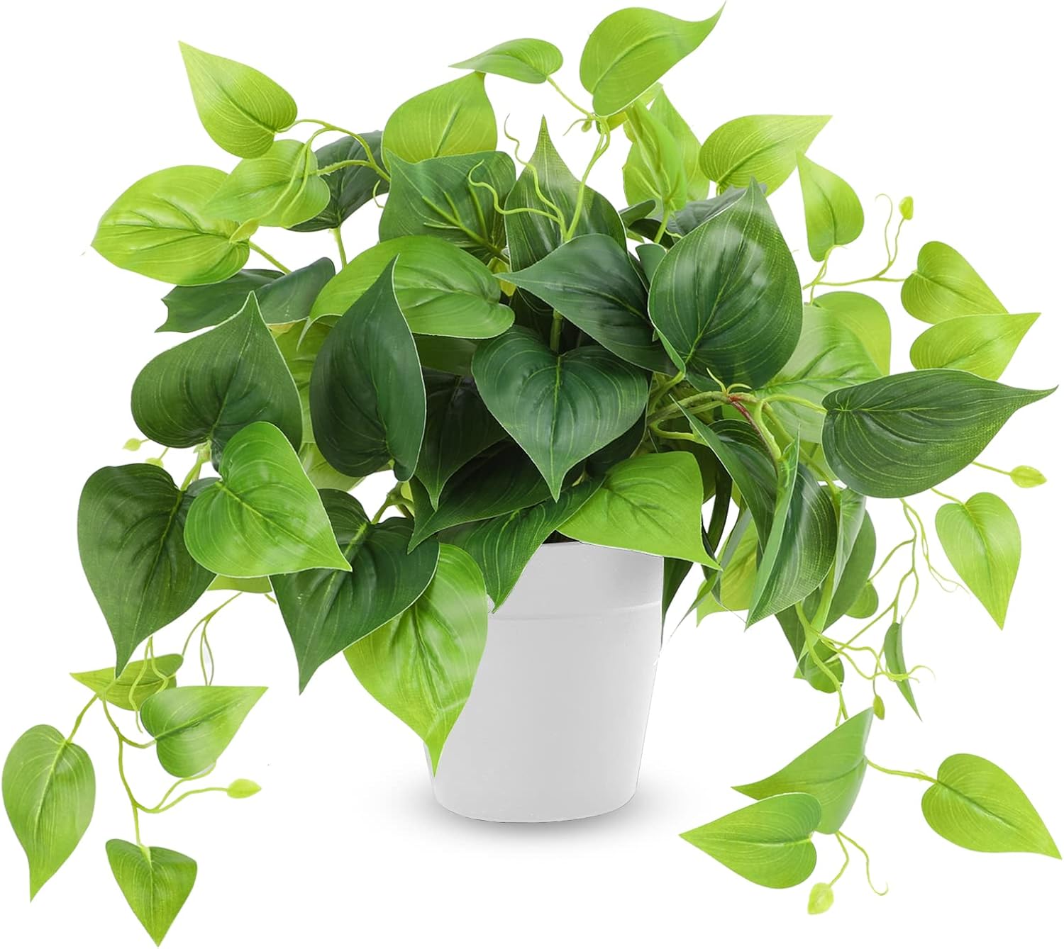 CEWOR Fake Plants Artificial Plants Indoor Faux Plant for Home Decor Silk Realistic Hanging Plants Potted Aesthetic Fake Pothos for Shelves Office Bedroom Bathroom Decor (Green) - Image 7