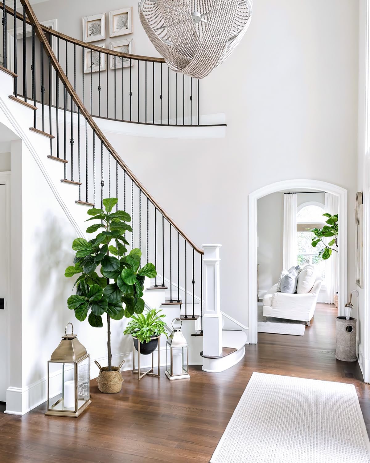 LuceAlberi Artificial Fiddle Leaf Fig Tree 6FT - Large Fake Tree with White Planter&Basket, Tall Faux Ficus Lyrata Tree Floor Plants for Indoor Home Decor Office Living Room Housewarming Gift, 1Pack - Image 8