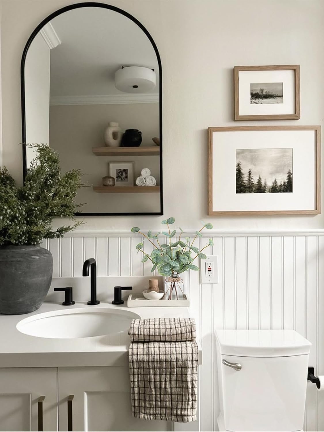 Bessol Artificial Eucalyptus Stems in Glass Vase with Faux Water, 13.5" Fake Plants for Home Decor, Coffee Table Centerpieces, Office, Bathroom & Farmhouse Weddings - Faux Greenery Plants Decorations - Image 5