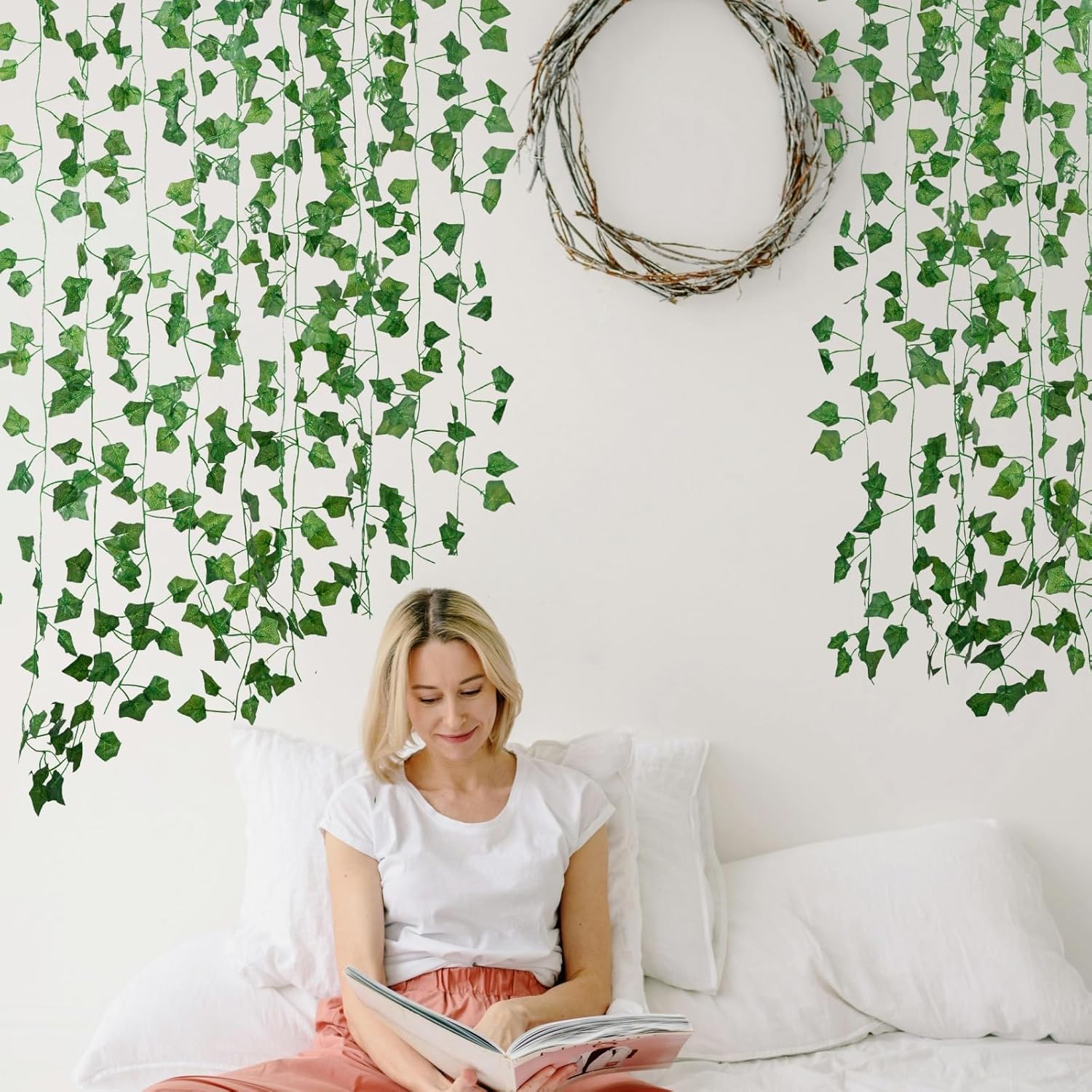 Freyalife Fake Vines for Room Decor(12 Pack 84 Feet) Aesthetic Artificial Plant Ivy Leaves Hanging Greenery Garlands for Home Bedroom Wall Wedding Christmas Party Office Patio Outdoor Garden Décor