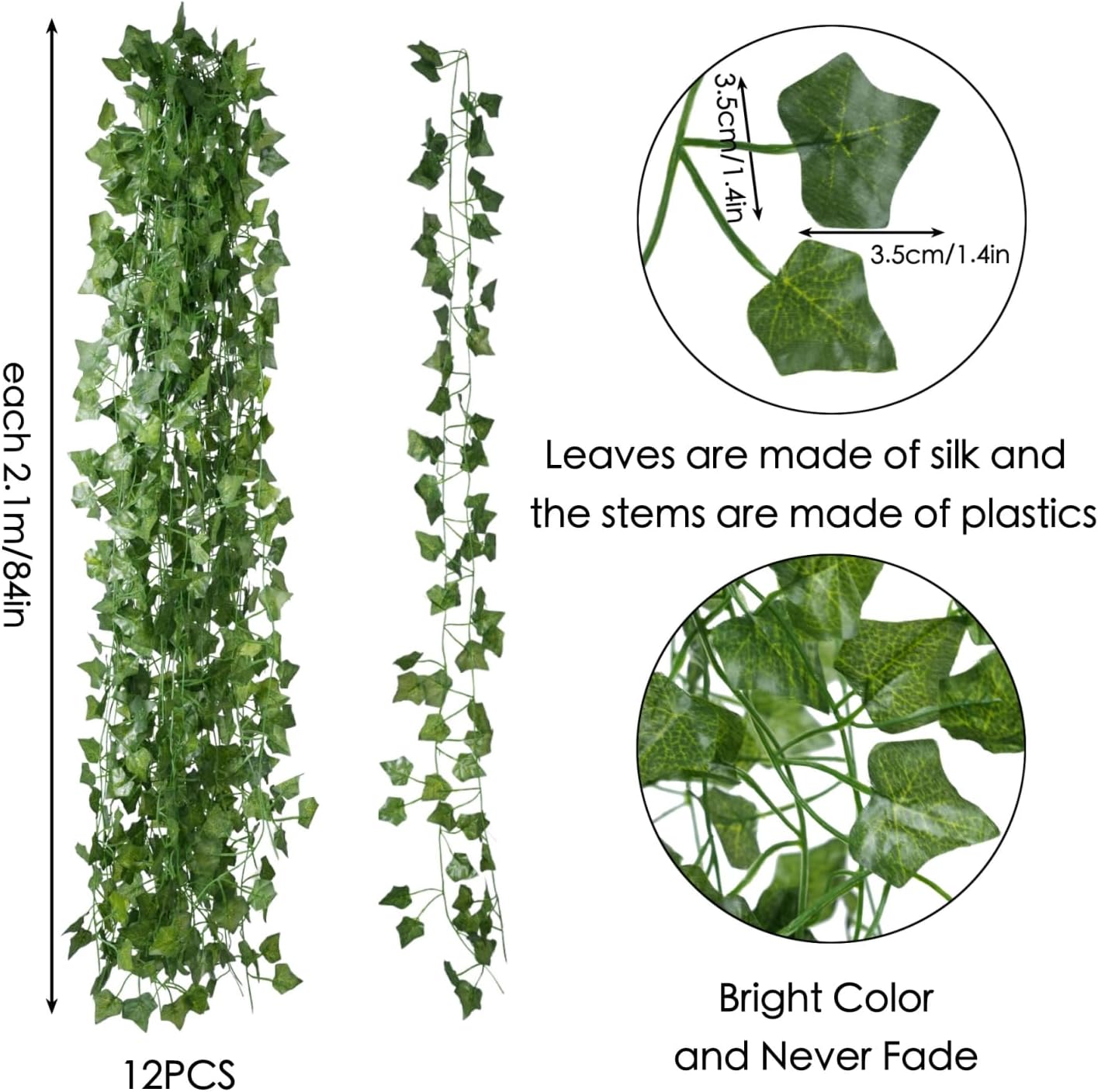 Freyalife Fake Vines for Room Decor(12 Pack 84 Feet) Aesthetic Artificial Plant Ivy Leaves Hanging Greenery Garlands for Home Bedroom Wall Wedding Christmas Party Office Patio Outdoor Garden Décor - Image 2