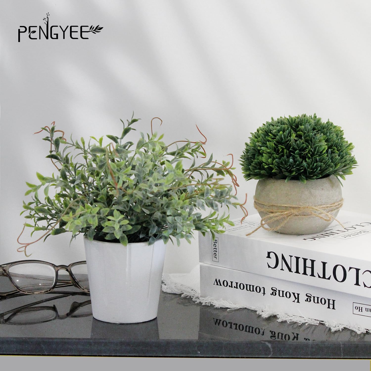 PENGYEE 4 Pack Small Fake Plants in White Pulp Pot for Home Decor, Artificial Plants Indoor, Small Faux Plants Indoor for Bathroom Bedroom Kitchen Office Farmhouse Room Shelf Decor - Image 6