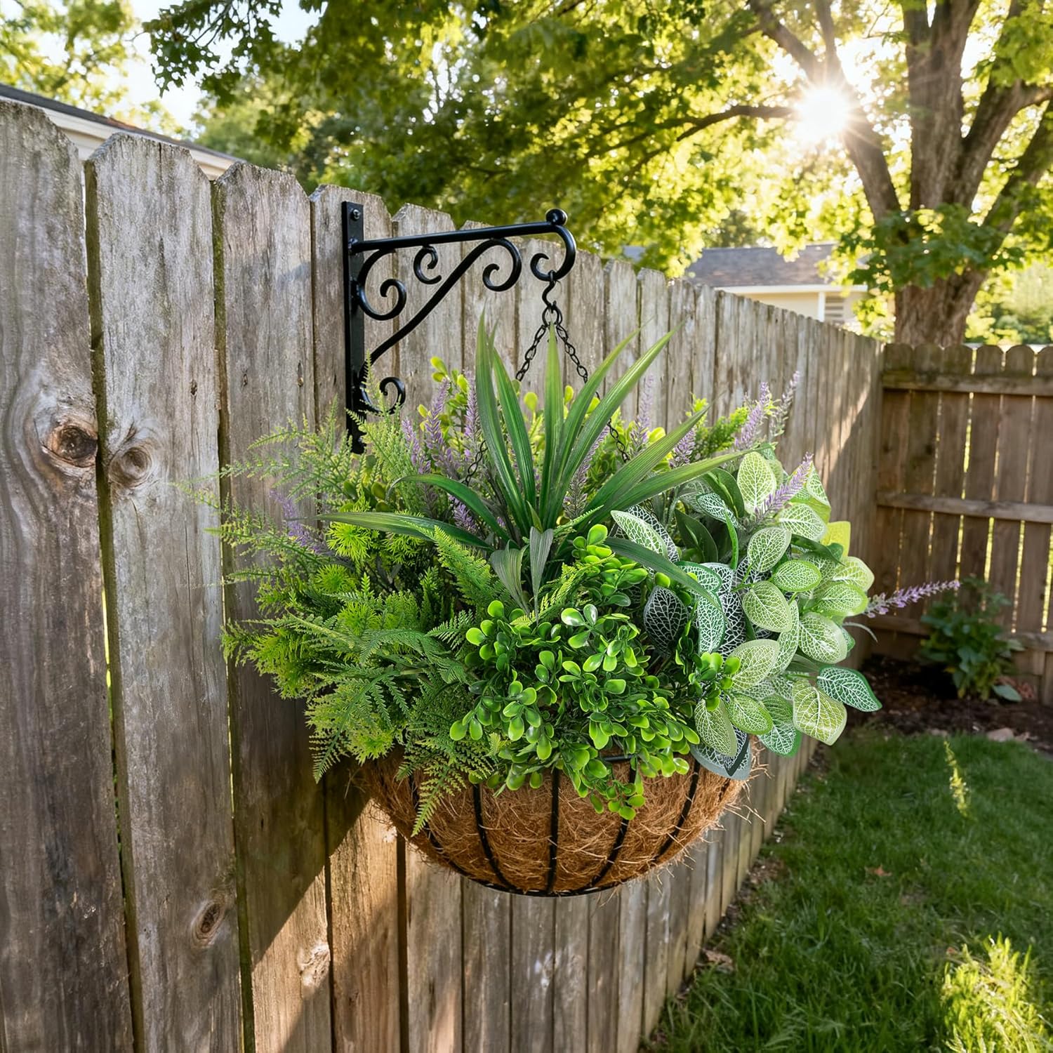 Hrobek Outdoor Faux Plants UV Resistant - 12 Bouquets Realistic Artificial Eucalyptus Fern Lavender Greenery for Patio Garden Front Porch Decor Weatherproof Fake Plants for Outside - Image 3