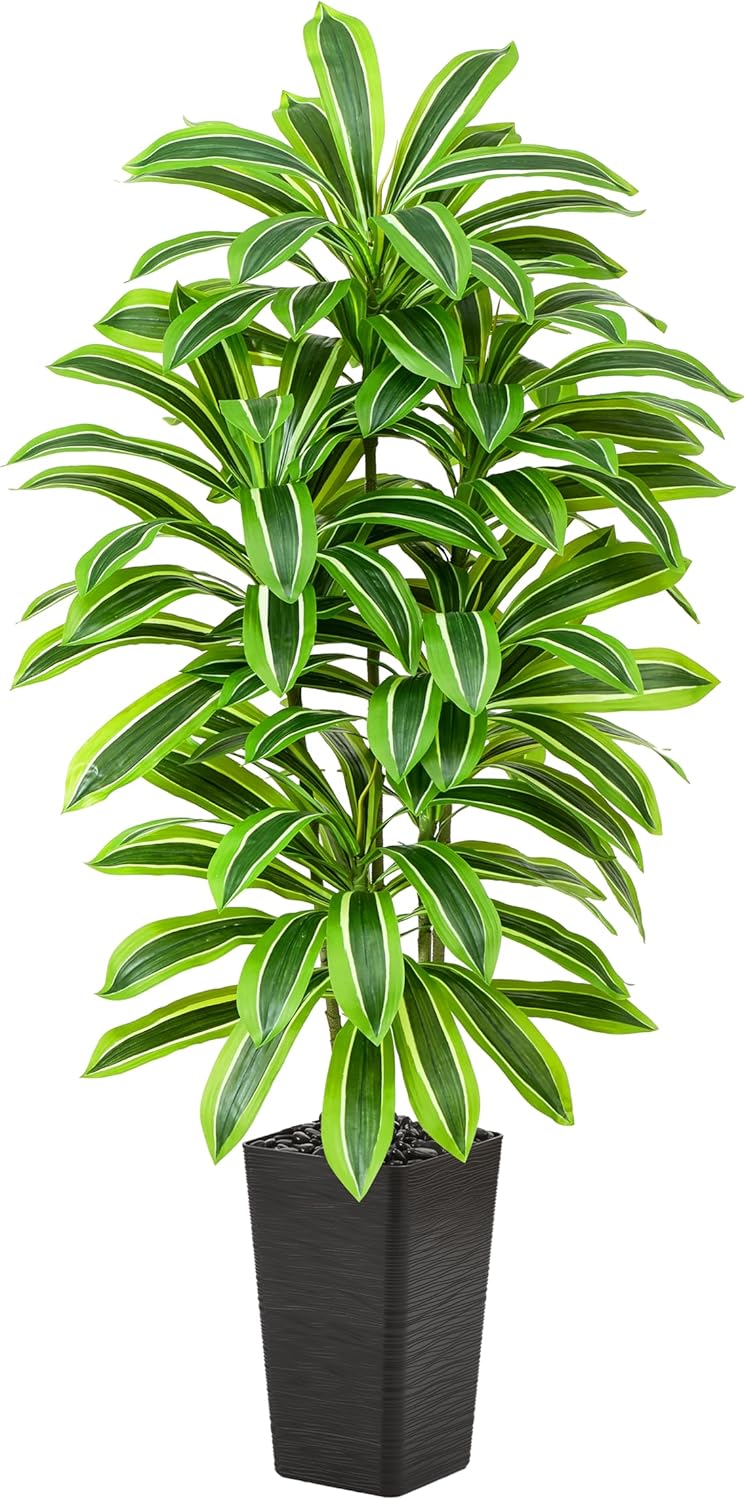 TNGGNT Artificial Dracaena Tree:5FT Faux Silk Tropical Yucca Floor Trees Realistic Fake Green Plant with Natural Wood Trunk & Lifelike Leaves for Home Office Decor Indoor & Outdoor (5FT,1-Pack,White) - Image 7
