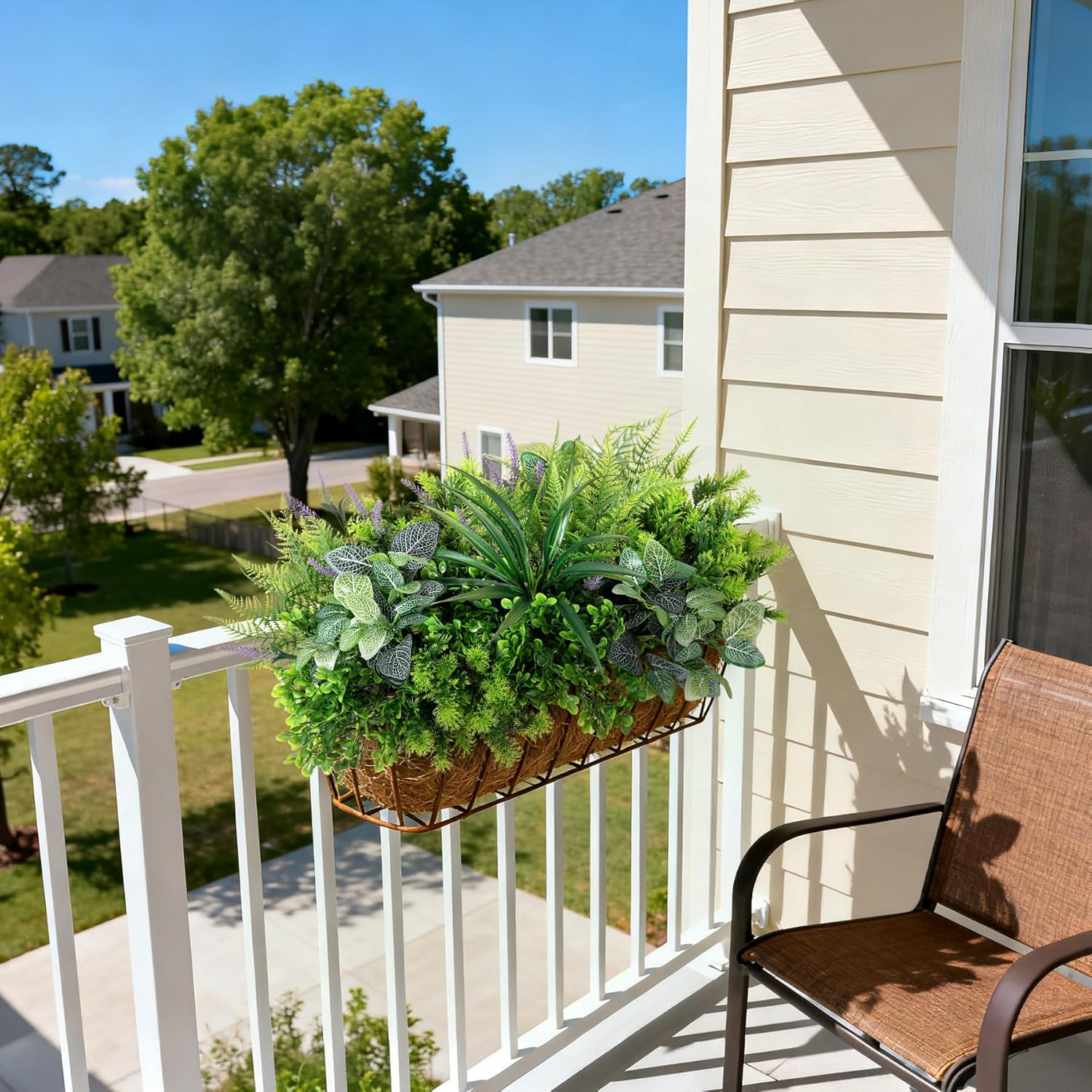 Hrobek Outdoor Faux Plants UV Resistant - 12 Bouquets Realistic Artificial Eucalyptus Fern Lavender Greenery for Patio Garden Front Porch Decor Weatherproof Fake Plants for Outside - Image 4
