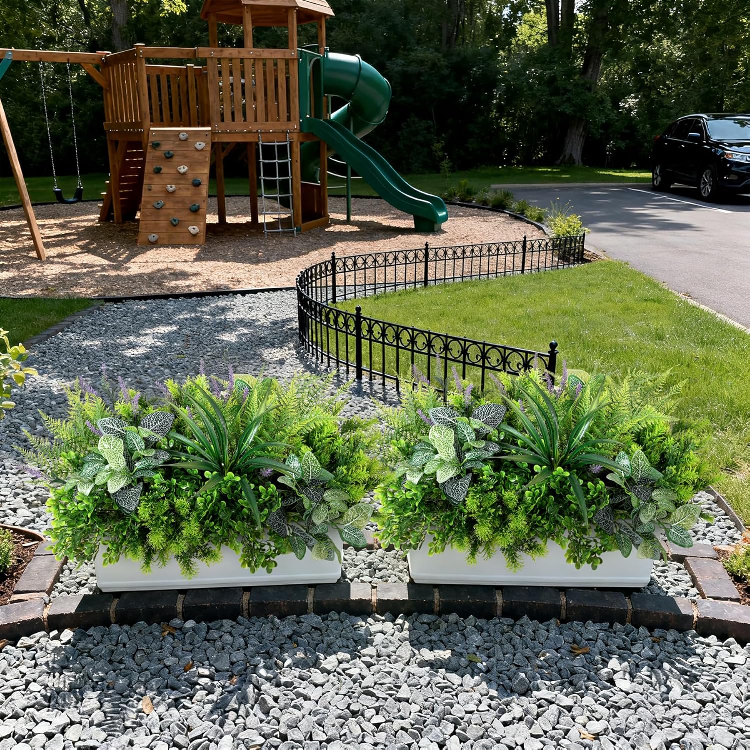 Hrobek Outdoor Faux Plants UV Resistant - 12 Bouquets Realistic Artificial Eucalyptus Fern Lavender Greenery for Patio Garden Front Porch Decor Weatherproof Fake Plants for Outside - Image 5