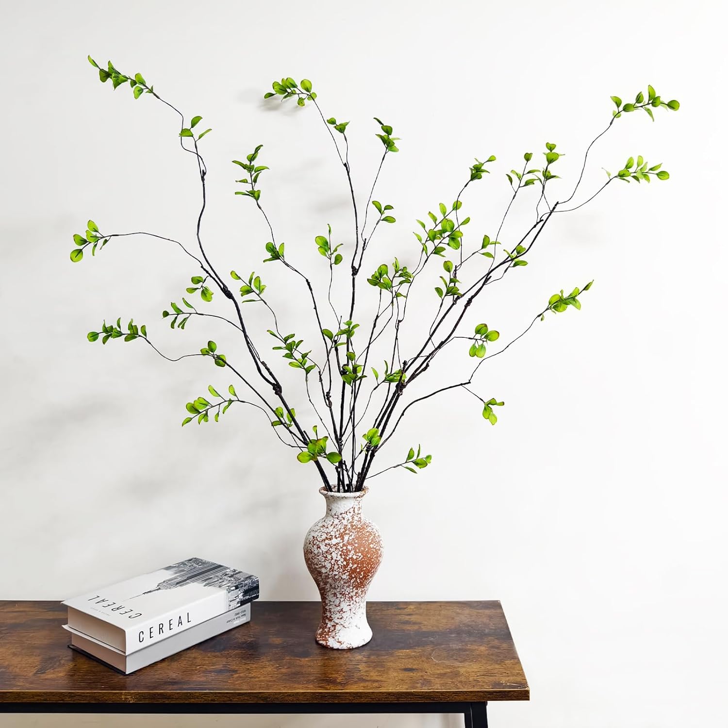 Cherica 4 Pcs Artificial Ficus Branches Faux Eucalyptus Stems, 47.2 Inch Fake Greenery Stems Artificial Plants for Vase Filler Decoration, Fake Leaves Branches Centerpieces Decor - Image 4