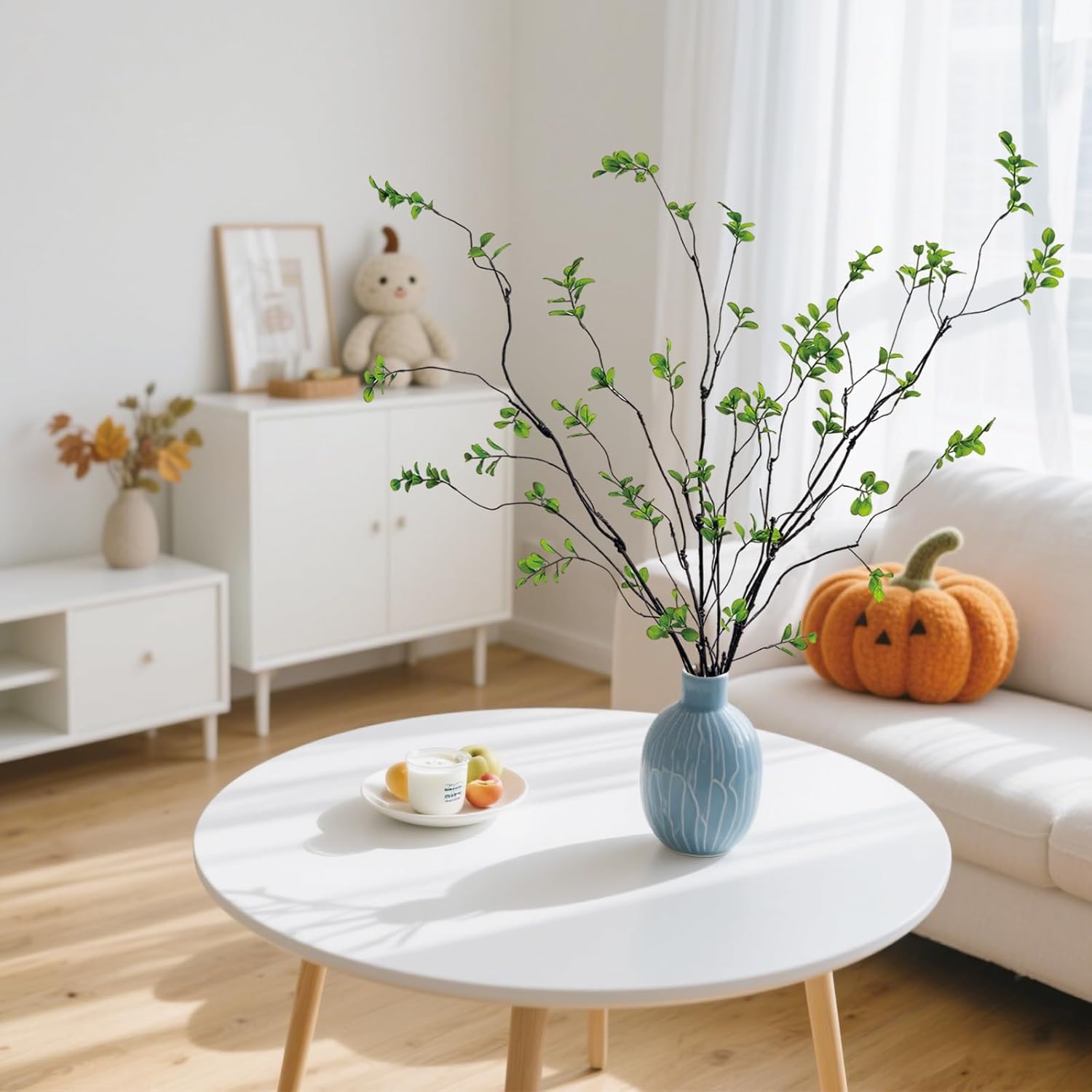 Cherica 4 Pcs Artificial Ficus Branches Faux Eucalyptus Stems, 47.2 Inch Fake Greenery Stems Artificial Plants for Vase Filler Decoration, Fake Leaves Branches Centerpieces Decor - Image 6