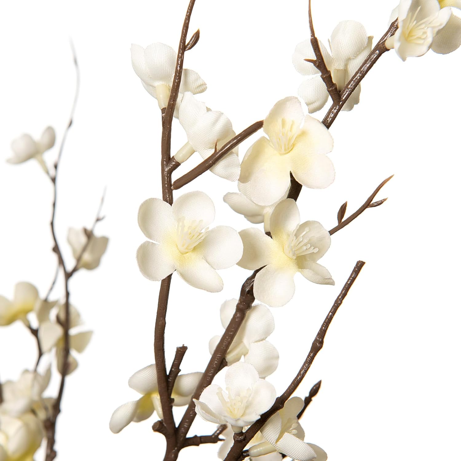 Ammyoo 4Pcs Cherry Blossom Branches Artificial Flowers for Spring Summer Indoor Decoration,Faux Long Stem Artificial Flowers for Wedding Home Office Bedroom Party Table Centerpieces Decor(White) - Image 3