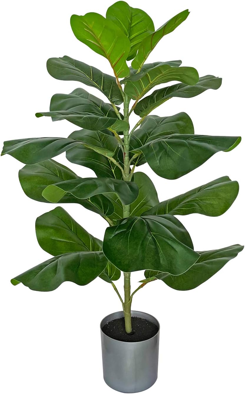 BESAMENATURE Artificial Fiddle Leaf Fig Tree/Faux Ficus Lyrata for Home Office Decoration, 30.5" Tall, with Cotton Rope Basket - Image 7