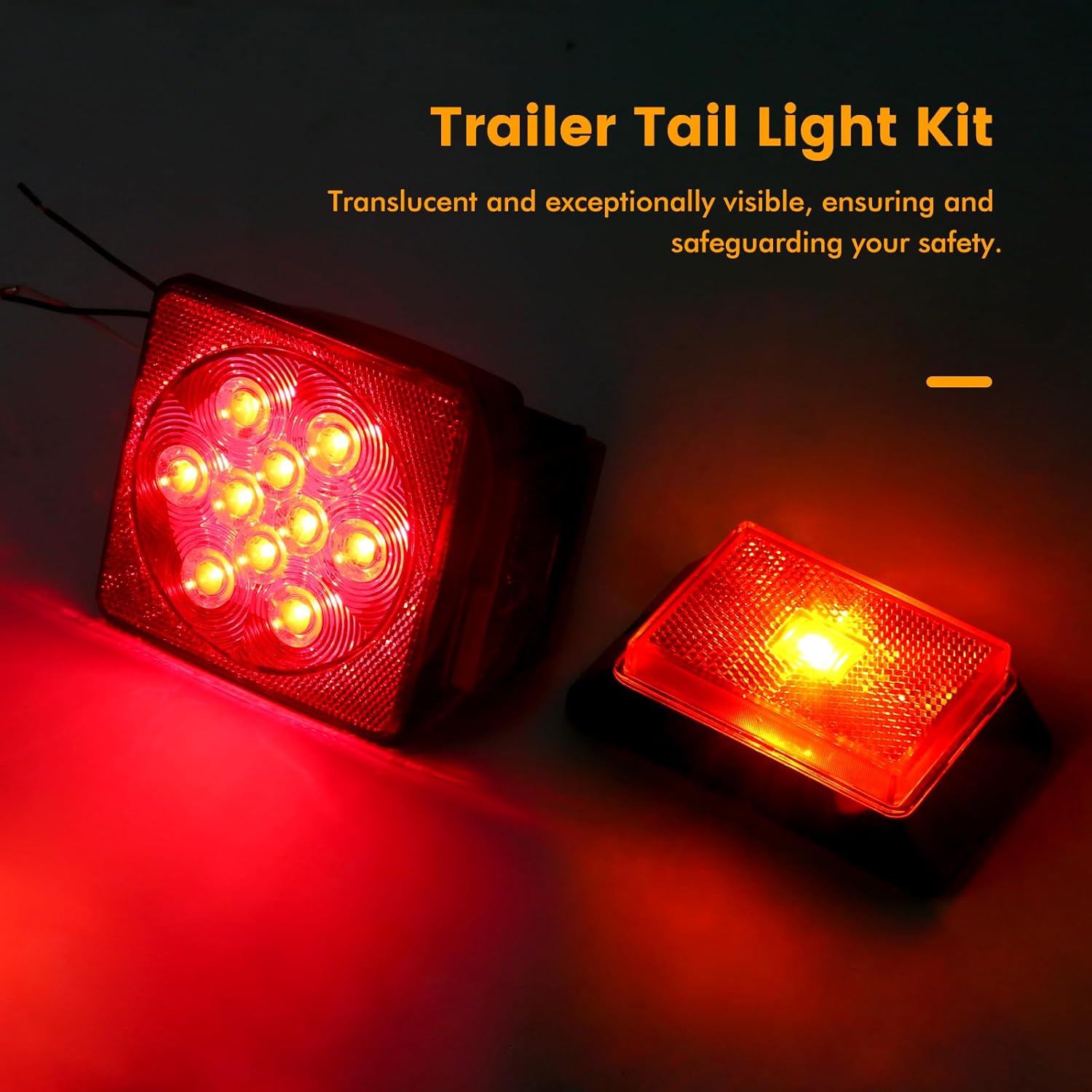 MAXXHAUL 70205 Trailer Light Kit - 12V All LED, Left and Right Waterproof Submersible for Trailers, Boat Trailer Truck Marine Camper RV Snowmobile, Red