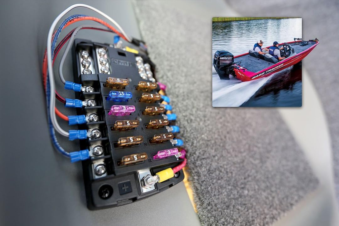 Blue Sea Systems 5026 ST Blade Fuse Block 12 Circuit with Ground and Cover, 100 Amps - Image 2