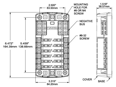 Blue Sea Systems 5026 ST Blade Fuse Block 12 Circuit with Ground and Cover, 100 Amps - Image 4