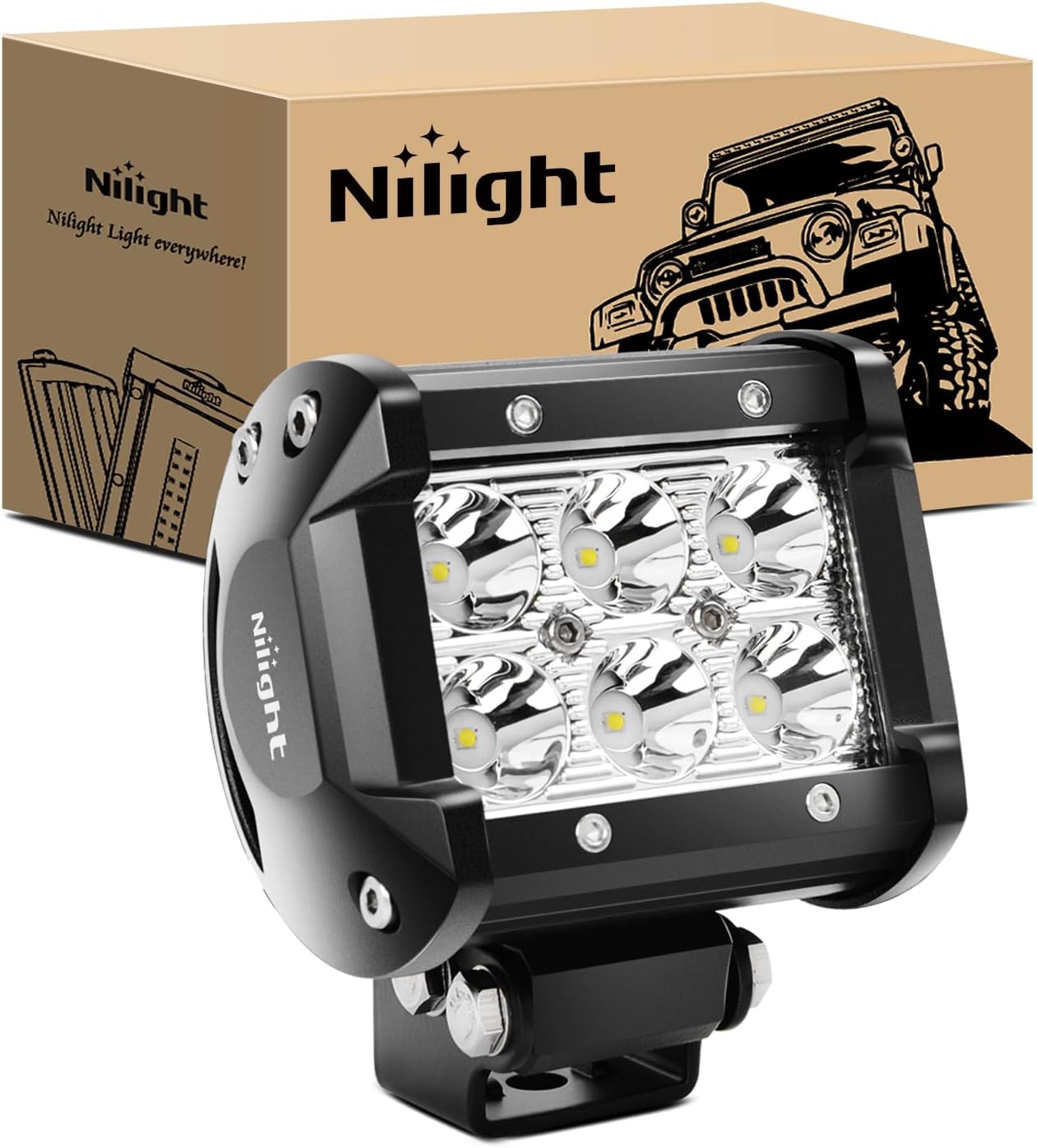 Nilight Led Pods 2Pcs 18W 1260LM Spot Off Road Lights Super Bright Driving Fog Boat Lamp Work Lighting Bar for Trucks Van Camper Wagon Car Pickup Golf Cart ATV UTV SUV Boat 4x4 - Image 7