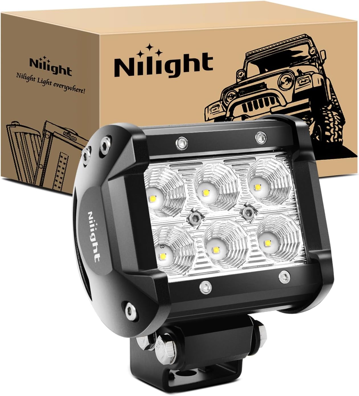 Nilight Led Pods 2Pcs 18W 1260LM Spot Off Road Lights Super Bright Driving Fog Boat Lamp Work Lighting Bar for Trucks Van Camper Wagon Car Pickup Golf Cart ATV UTV SUV Boat 4x4 - Image 8