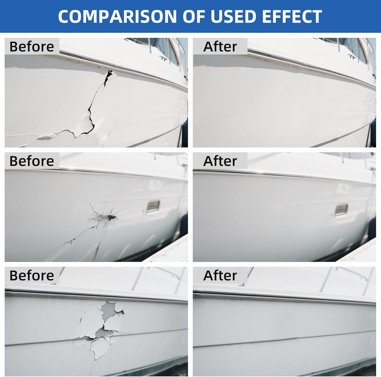 Fiberglass Boat Repair Kit White, Gel Coat Repair Kit for Boats, Marine Fiberglass Repair Kit for Boats, Epoxy Filler for Boats, Fiberglass Repair Kit Fix Holes Chips Pits Cracks