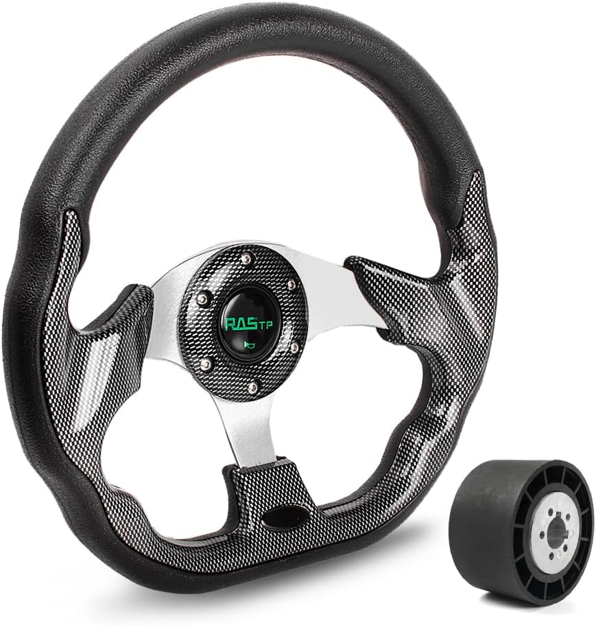 RASTP 12.6 Inch Boat Steering Wheel with 3/4u201C Axle Marine Steering Wheel Adapter for Most Marine boats,Vessels,Yachts,Pontoons Boat(Pane)