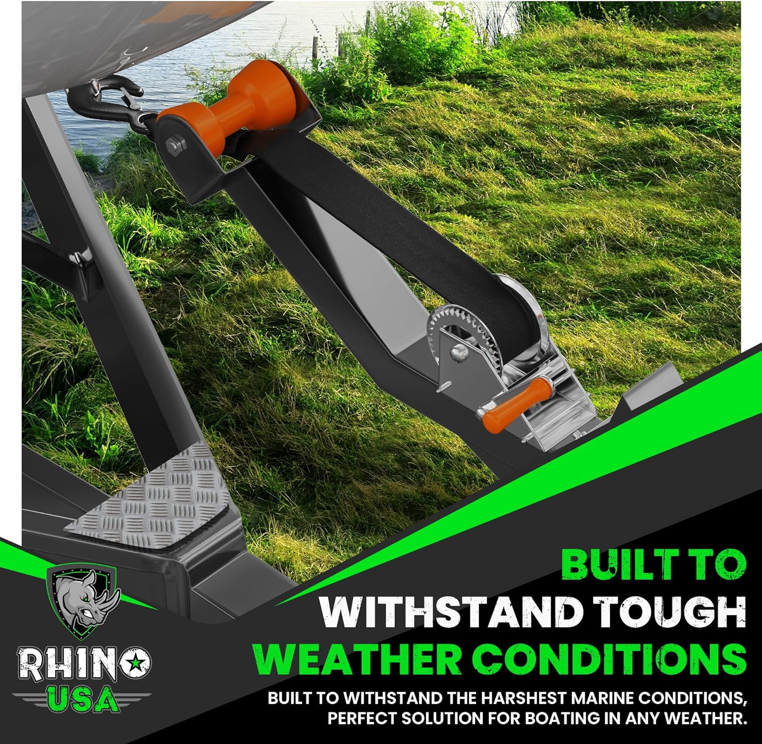 Rhino USA Boat Winch Strap with Hook (2" x 20') - 5,016lb Break Strength - Ultimate Replacement Boat Trailer Winch Straps with Safety Hook - Compatible with Pontoon, Jet Ski, Fishing Boat & More! - Image 2