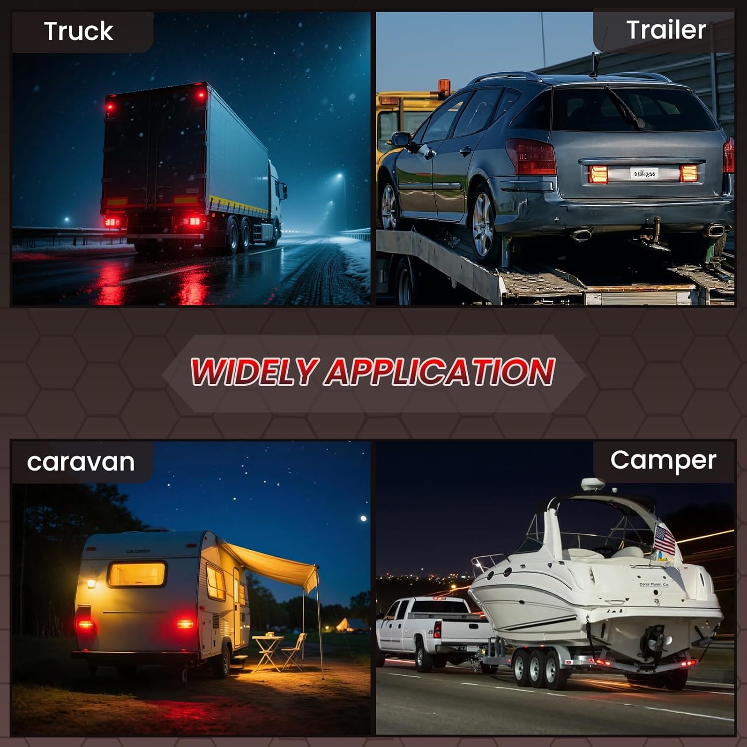 Magnetic Wireless Trailer Lights Kit, IP67 Waterproof Cordless LED Tow Lights w/ 2.4GHz Signal(100ft), 10H Battery - Easy Install for Truck, Trailer, RV, Boat, Camper - Image 2