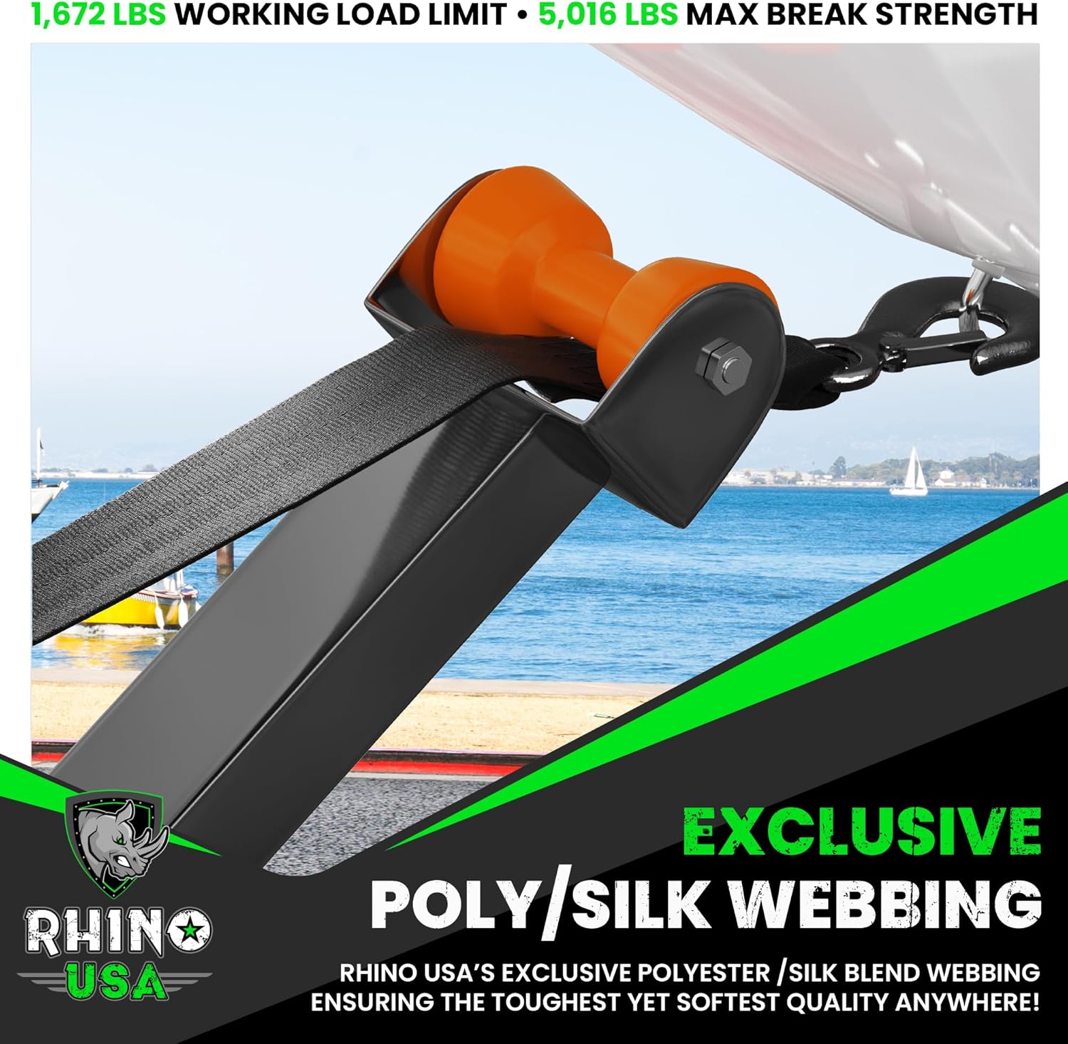 Rhino USA Boat Winch Strap with Hook (2" x 20') - 5,016lb Break Strength - Ultimate Replacement Boat Trailer Winch Straps with Safety Hook - Compatible with Pontoon, Jet Ski, Fishing Boat & More! - Image 3