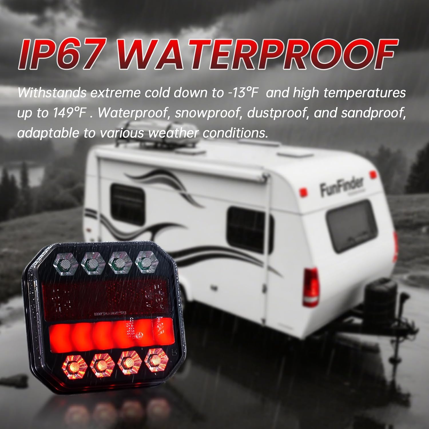 Magnetic Wireless Trailer Lights Kit, IP67 Waterproof Cordless LED Tow Lights w/ 2.4GHz Signal(100ft), 10H Battery - Easy Install for Truck, Trailer, RV, Boat, Camper - Image 3