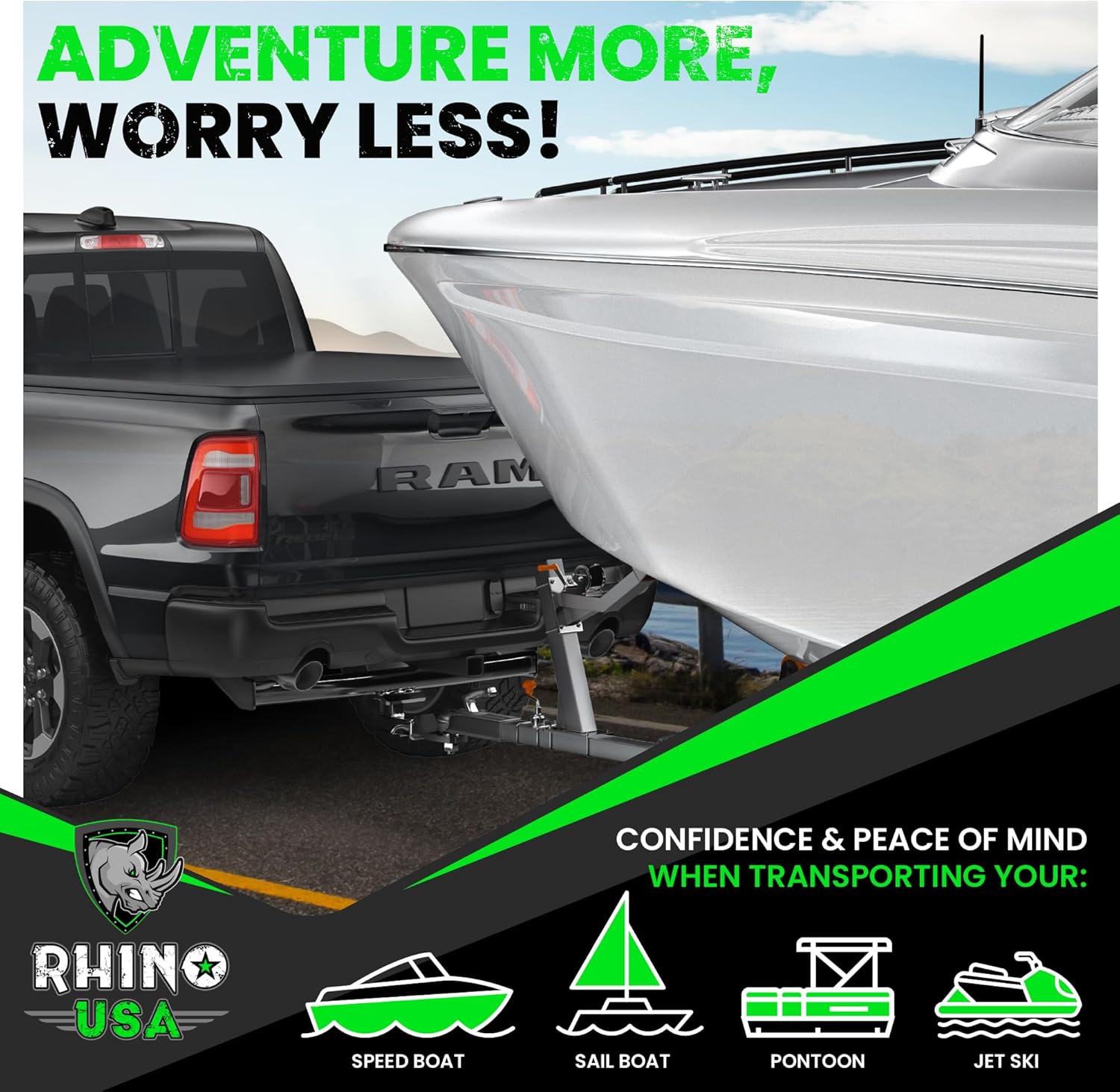 Rhino USA Boat Winch Strap with Hook (2" x 20') - 5,016lb Break Strength - Ultimate Replacement Boat Trailer Winch Straps with Safety Hook - Compatible with Pontoon, Jet Ski, Fishing Boat & More! - Image 4