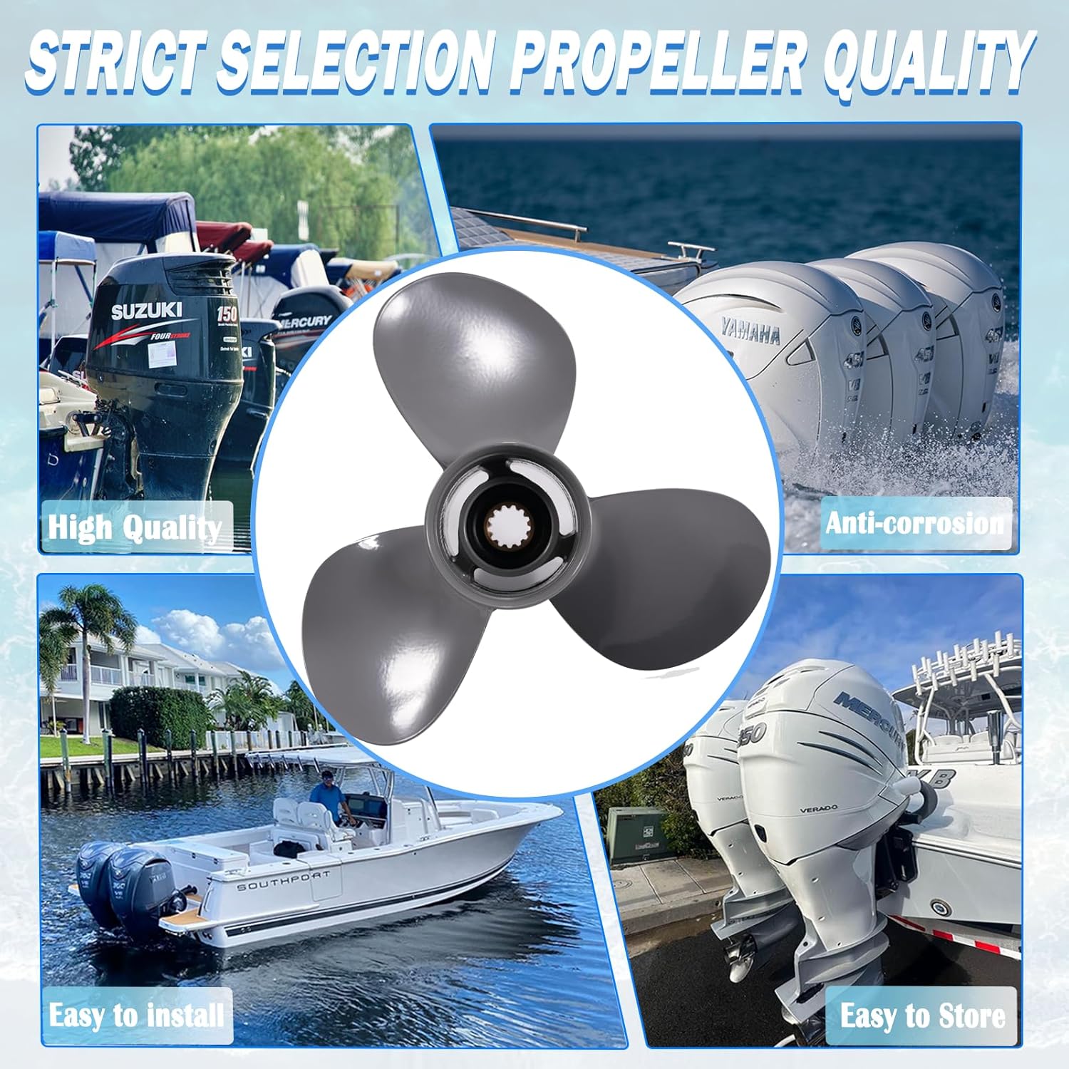 11 1/4 X 13 Upgrade OEM 58130-ZV5-000ZA Outboard Boat Propeller fit Honda Engines 35-60HP 13 Spline Tooth 11.25x13 Aluminum 3 Blades RH - Image 5