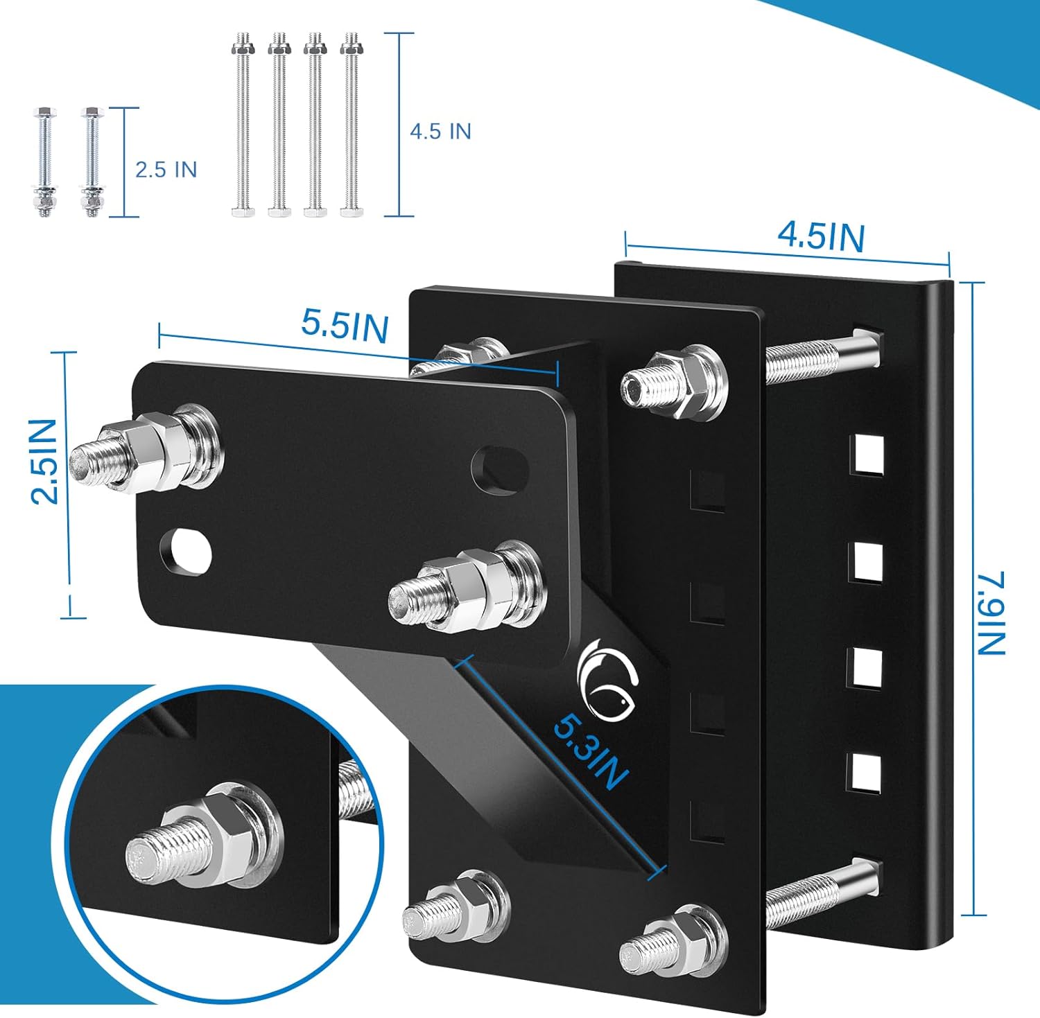 GADFISH Spare Tire Carrier,Spare Tire Mount Boat Trailer Carrier Bracket,Heavy Duty Lock Holder,Fits 4 & 5 & 6 Lugs Trailer Wheels on 4", 4.5'', 4.75'', 5'' and 5.5'' Bolt Patterns,Holds up to 150 Lbs