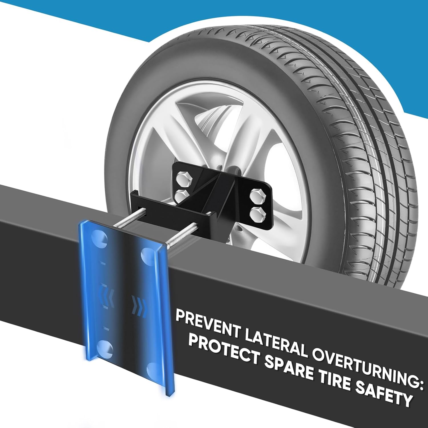 GADFISH Spare Tire Carrier,Spare Tire Mount Boat Trailer Carrier Bracket,Heavy Duty Lock Holder,Fits 4 & 5 & 6 Lugs Trailer Wheels on 4", 4.5'', 4.75'', 5'' and 5.5'' Bolt Patterns,Holds up to 150 Lbs - Image 2