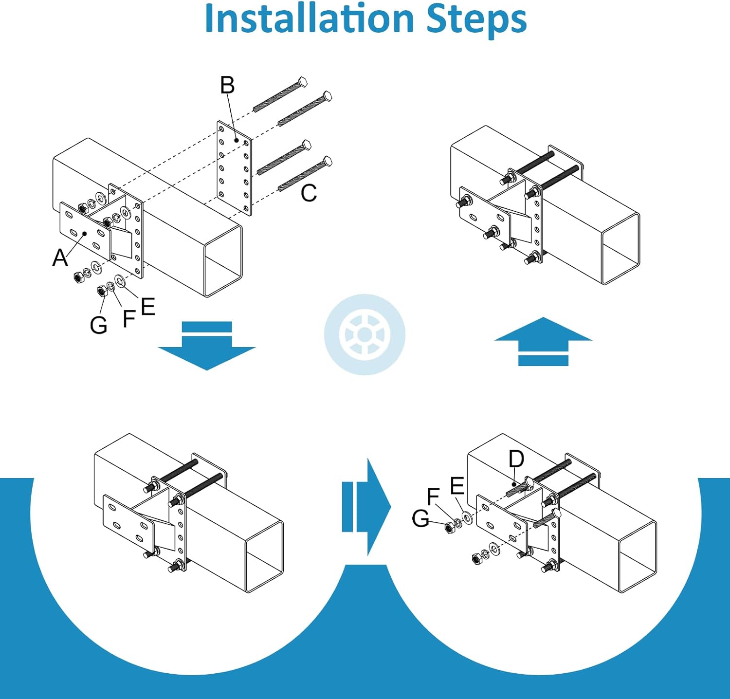 GADFISH Spare Tire Carrier,Spare Tire Mount Boat Trailer Carrier Bracket,Heavy Duty Lock Holder,Fits 4 & 5 & 6 Lugs Trailer Wheels on 4", 4.5'', 4.75'', 5'' and 5.5'' Bolt Patterns,Holds up to 150 Lbs - Image 6