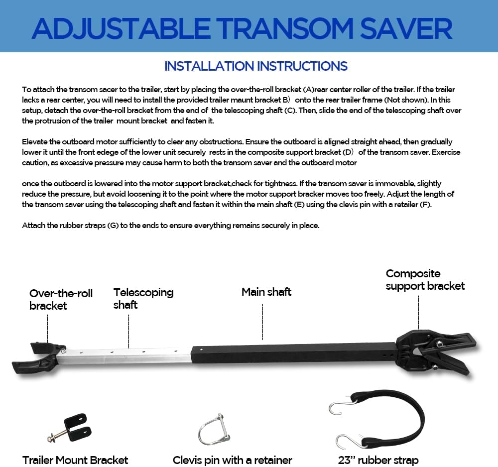 Boat Transom Saver Adjustable Shock Absorbing Boat Transom Saver with Composite Head Ideal for Holds Engine, Roller and Trailer Mounts - Image 4